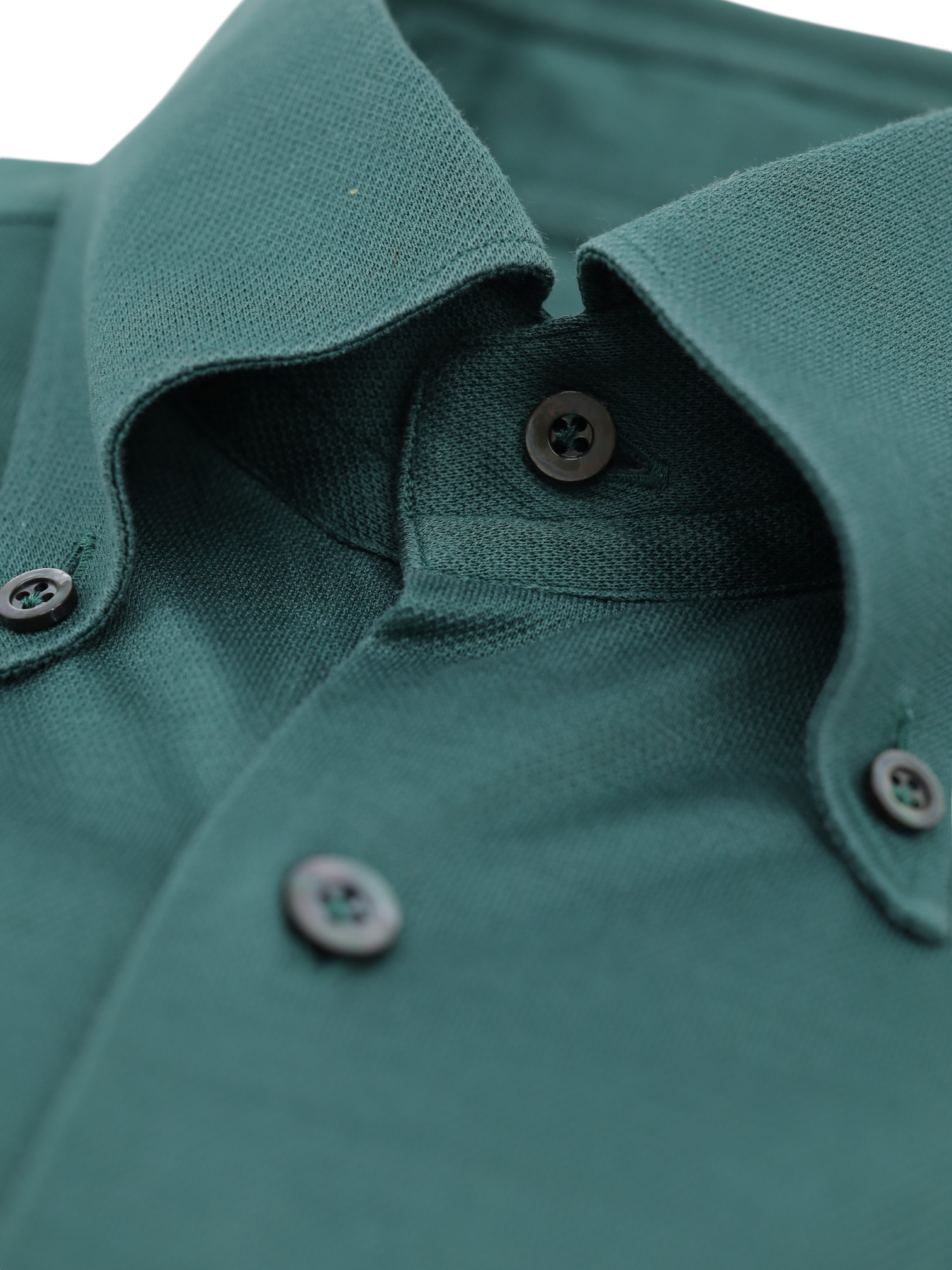 Fray Verdigris Green Piqué-Cotton Button Down Collar Shirt