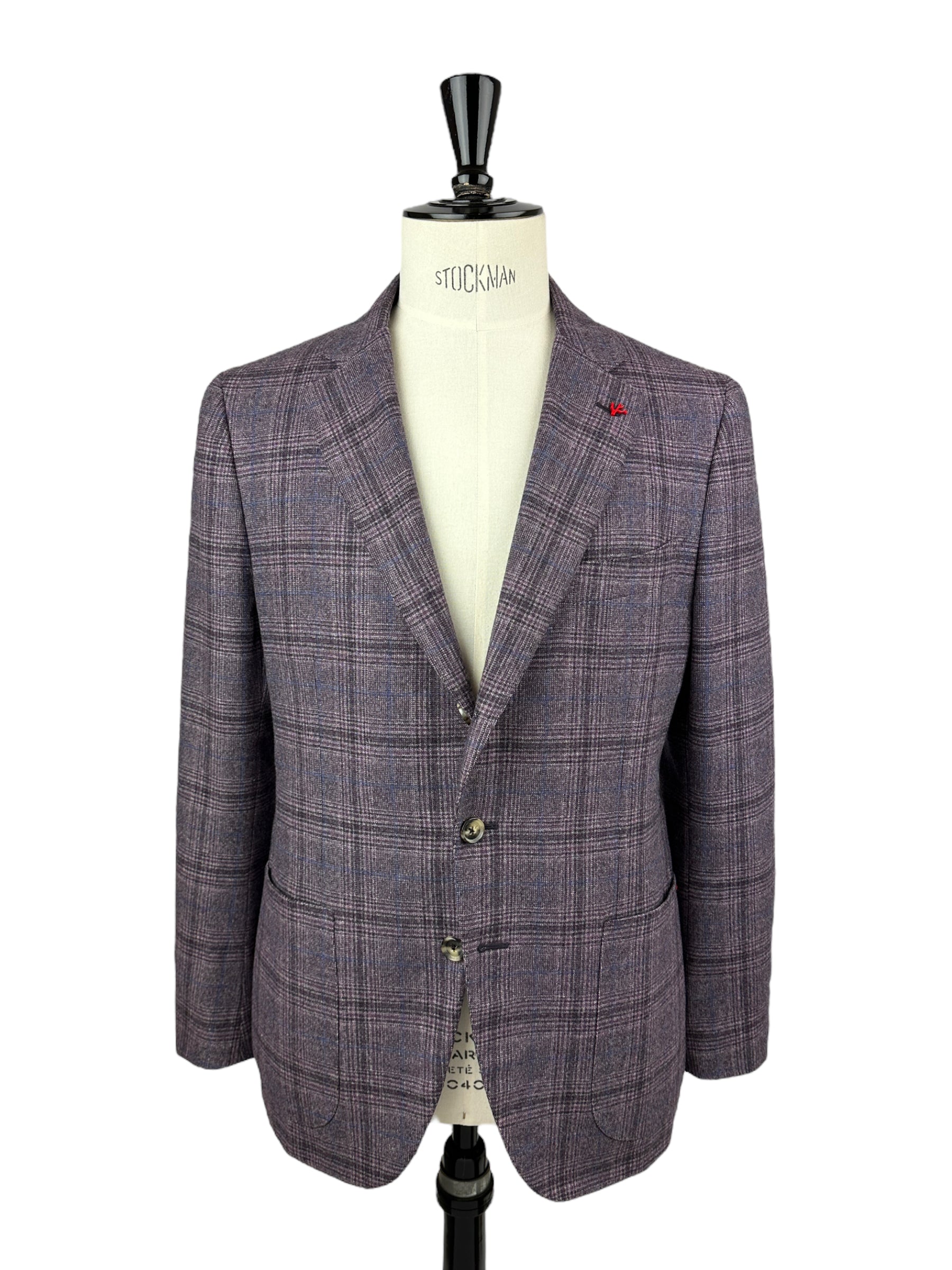 Isaia Purple Overcheck Wool Jacket