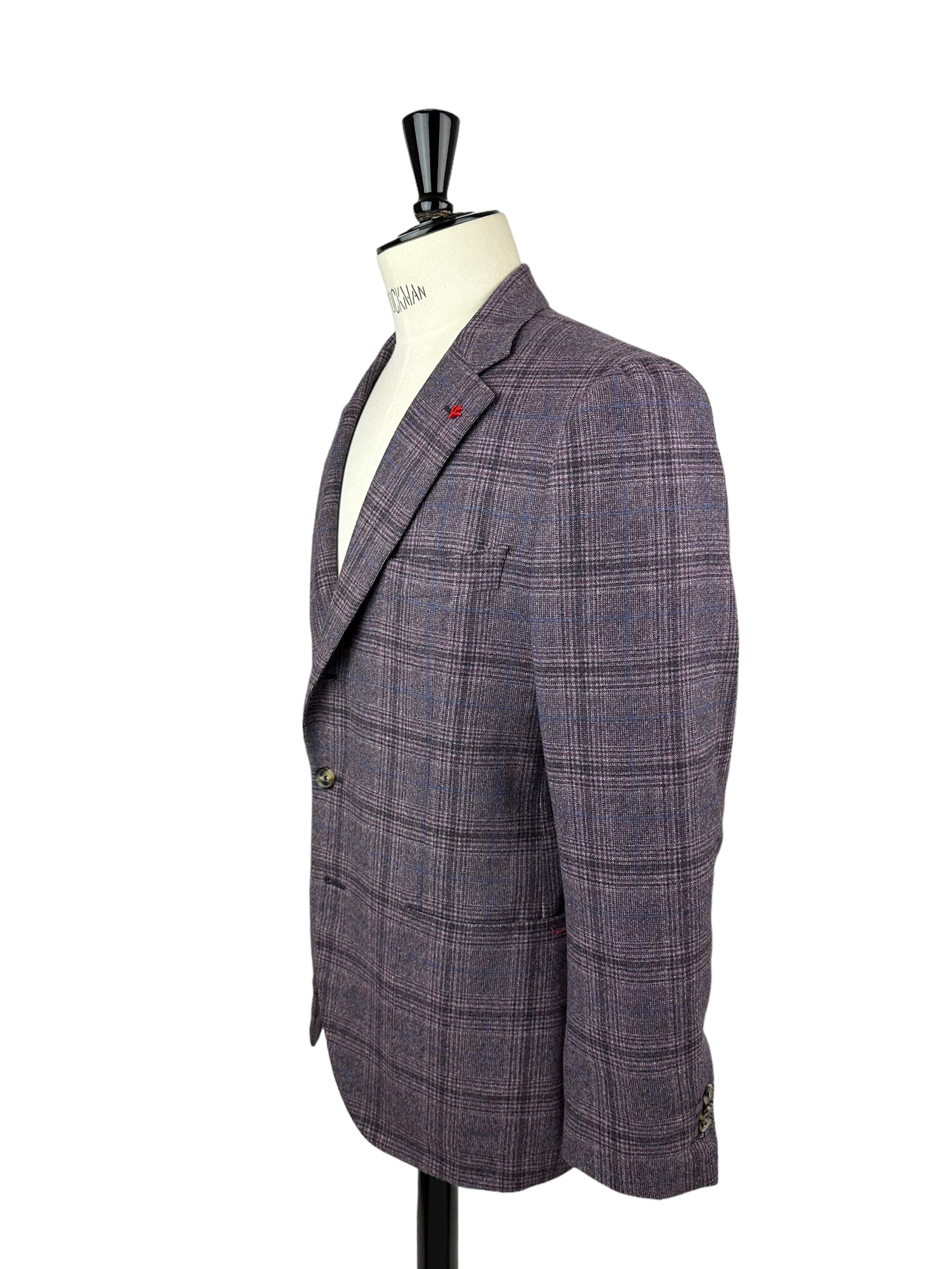Isaia Purple Overcheck Wool Jacket