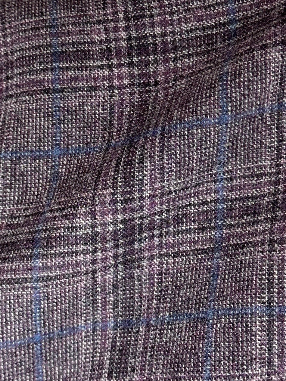 Isaia Purple Overcheck Wool Jacket