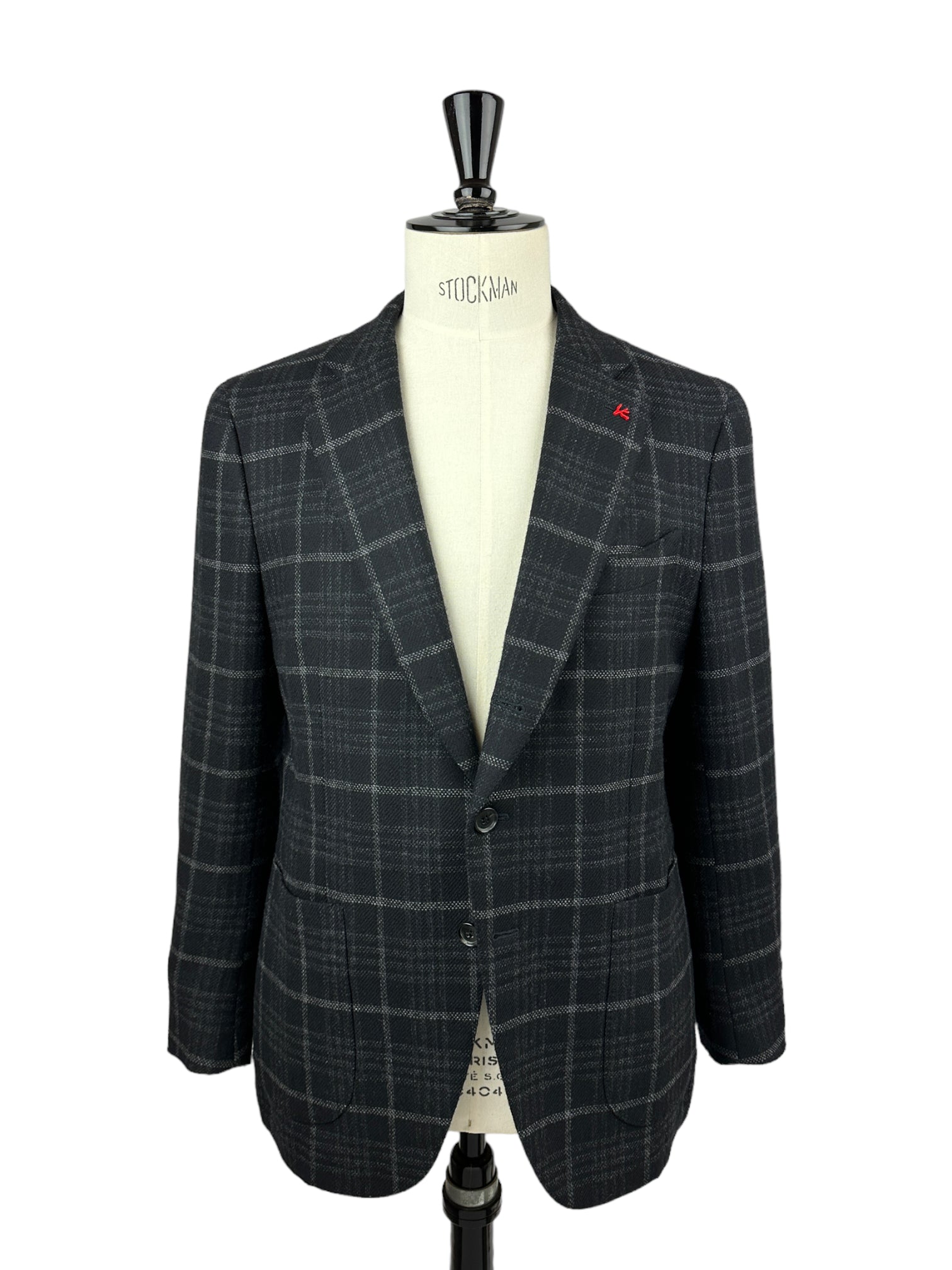 Isaia Black Overcheck Wool & Cashmere Jacket