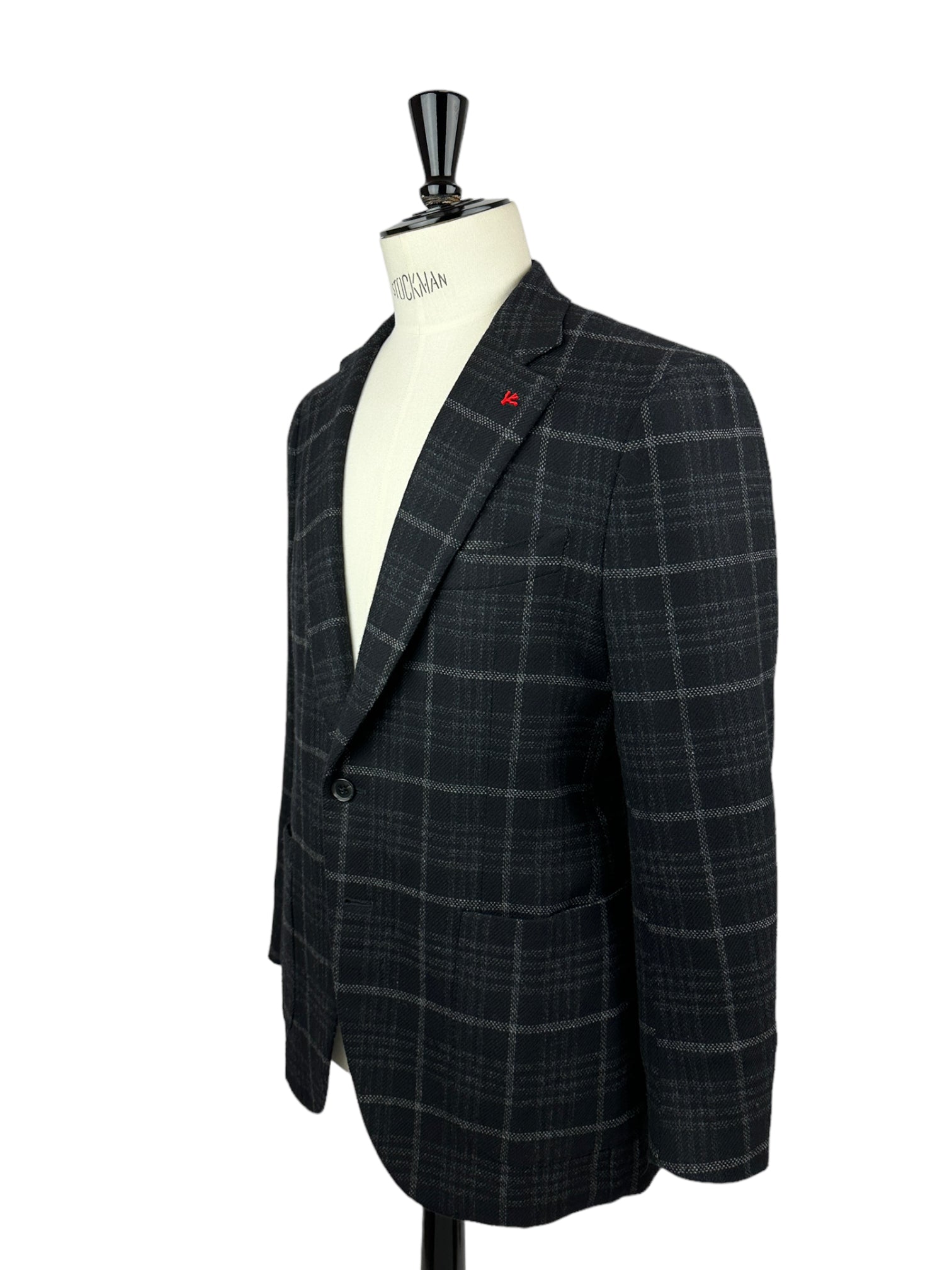Isaia Black Overcheck Wool & Cashmere Jacket