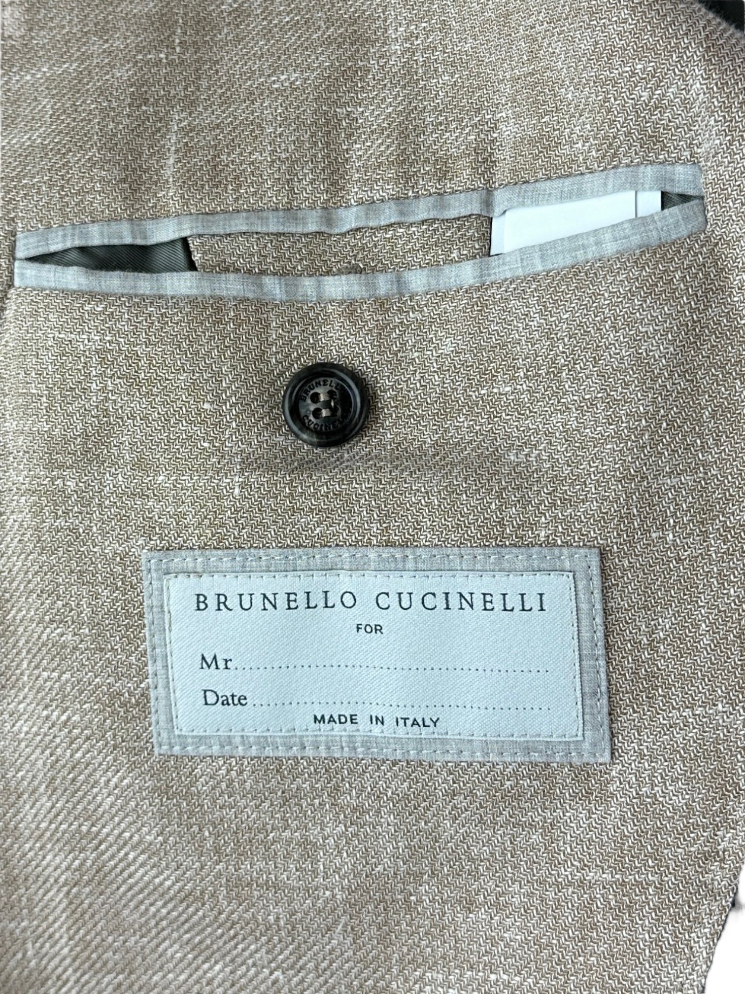 Brunello Cucinelli zandlinnen, wollen en zijden jasje