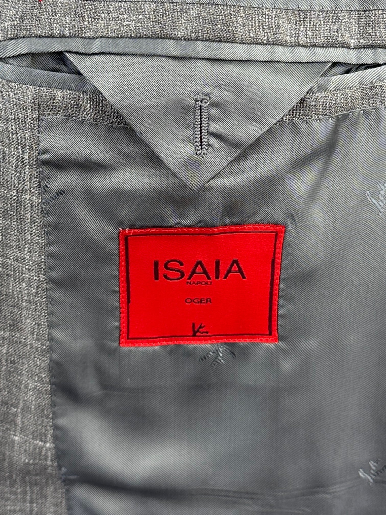 Isaia Taupe Wool, Silk and Linen Suit