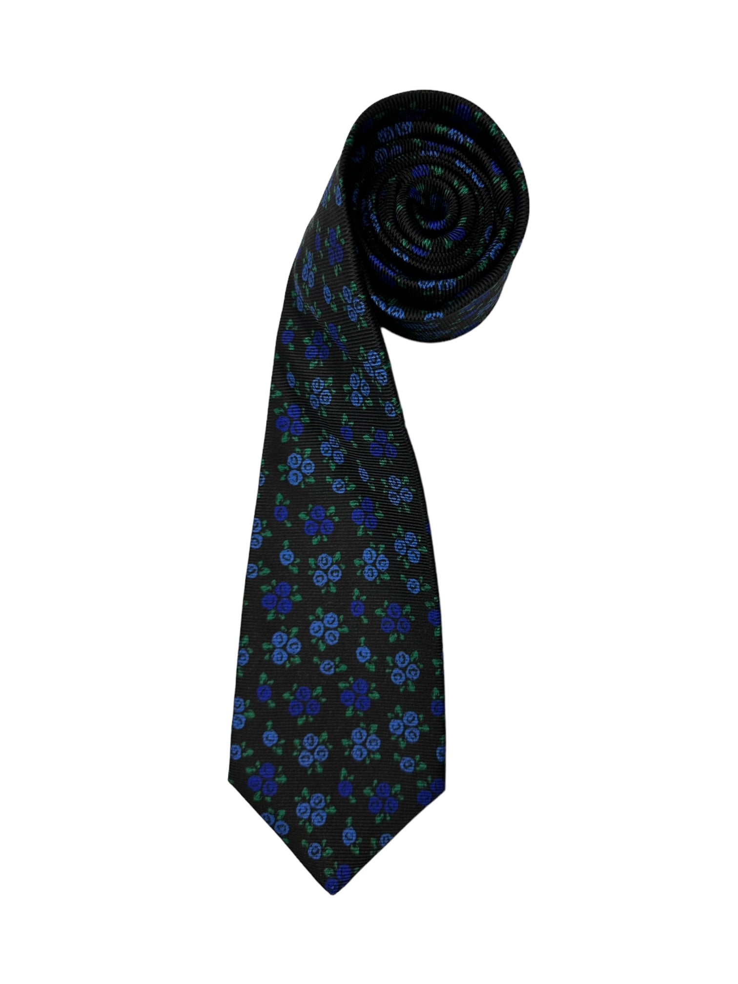 Kiton 5-Fold Dark Green Floral Silk Tie