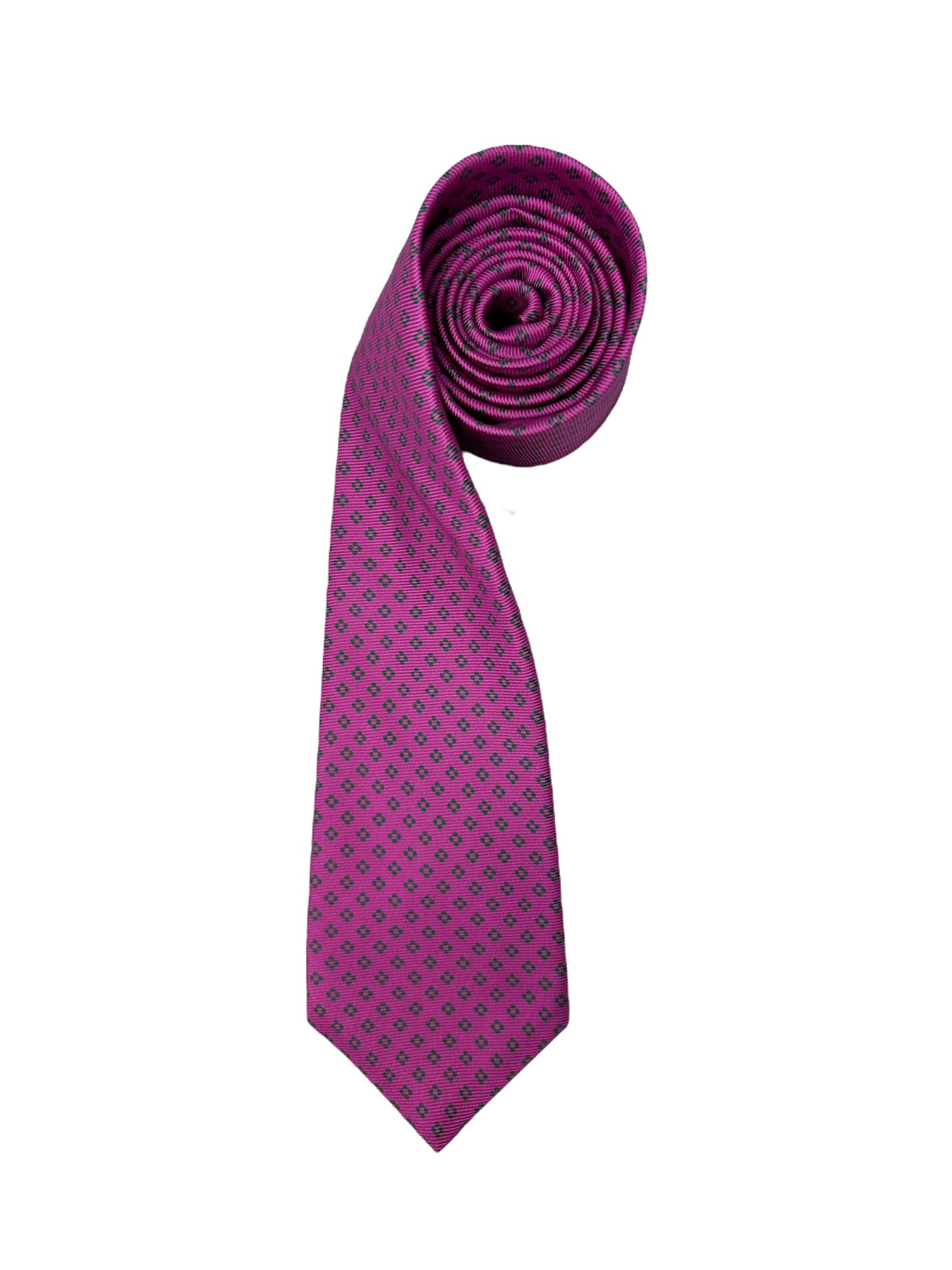 Kiton 5-Fold Hot Pink Geometric Tie