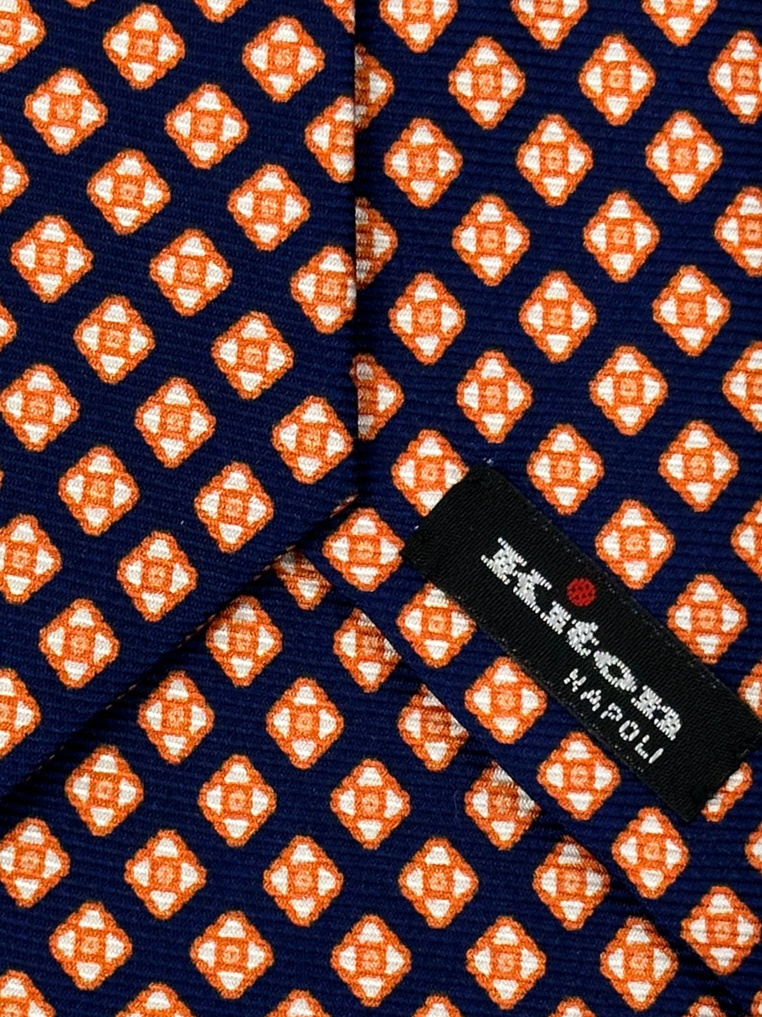 Kiton 5-Fold Blue and Orange Silk Tie