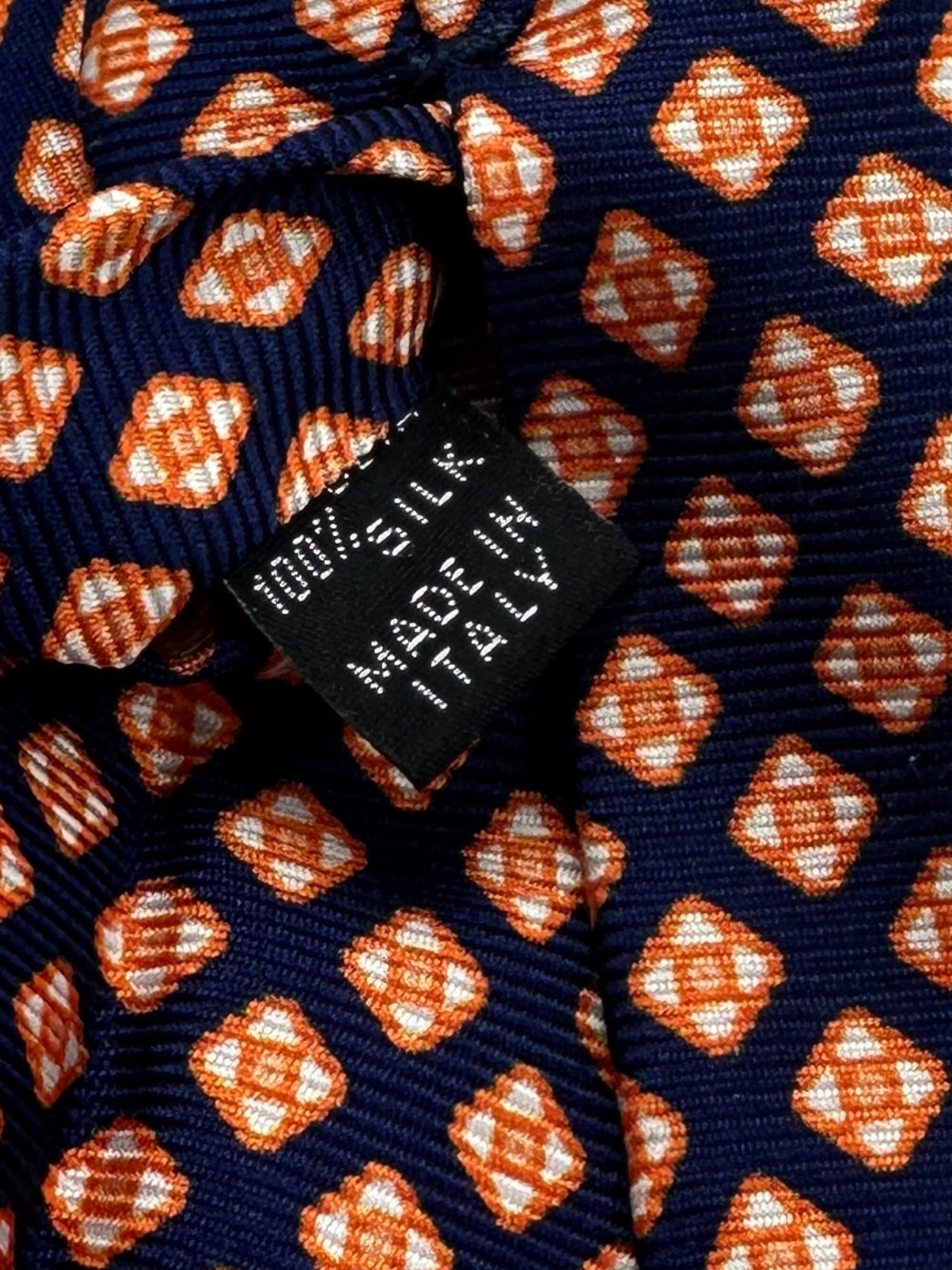 Kiton 5-Fold Blue and Orange Silk Tie