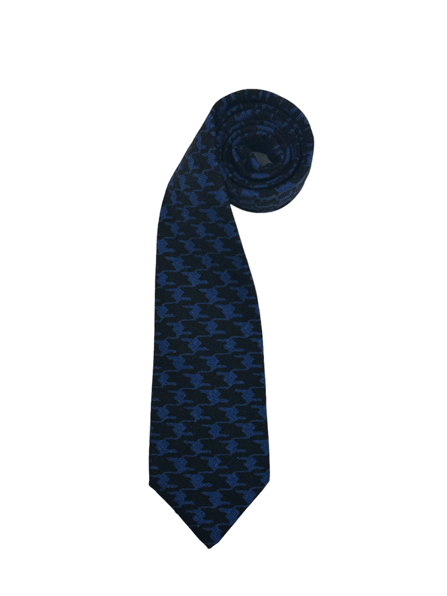 Kiton 5-Fold Blue Houndstooth Woollen Tie