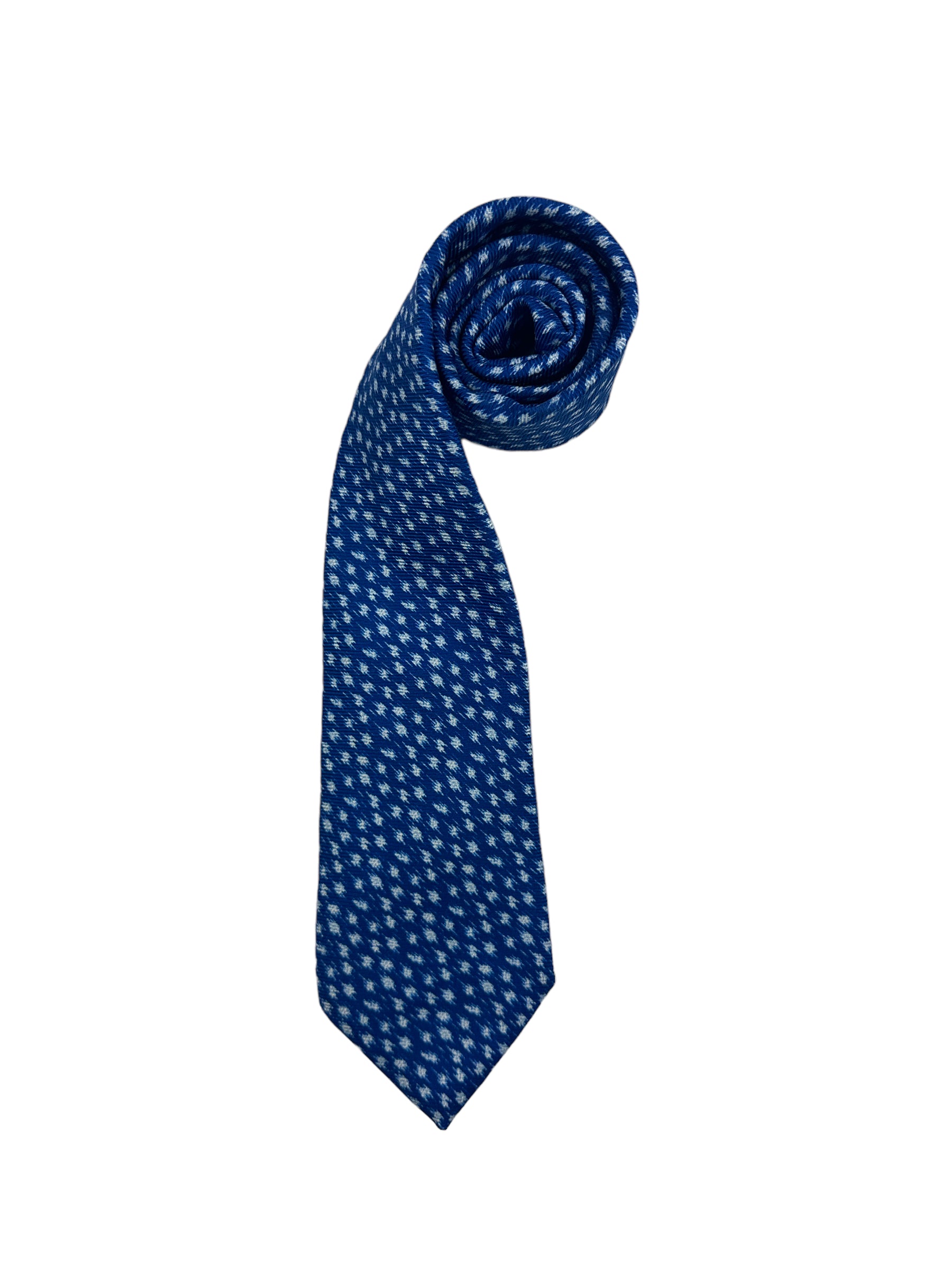 Kiton 5-Fold Blue Pied de Poule Silk Tie