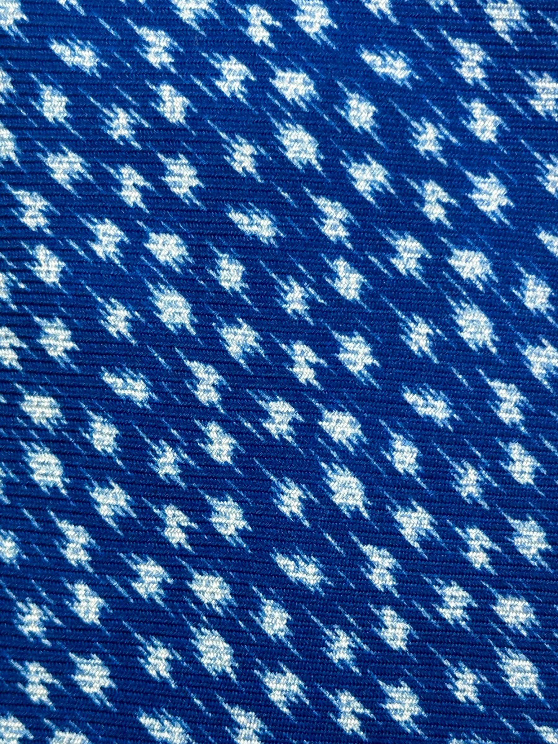 Kiton 5-Fold Blue Pied de Poule Silk Tie