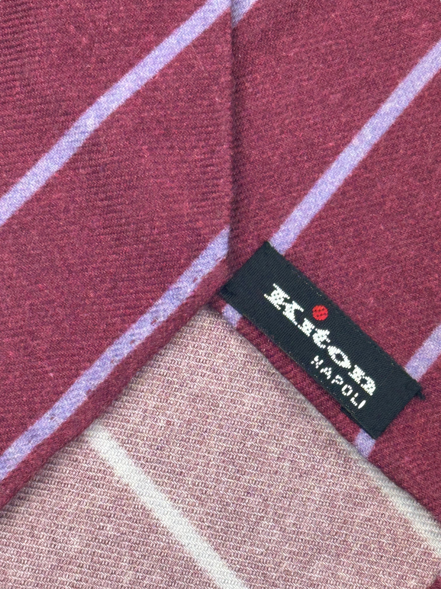 Kiton 5-Fold Cherry Red Cashmere and Silk Untipped Tie