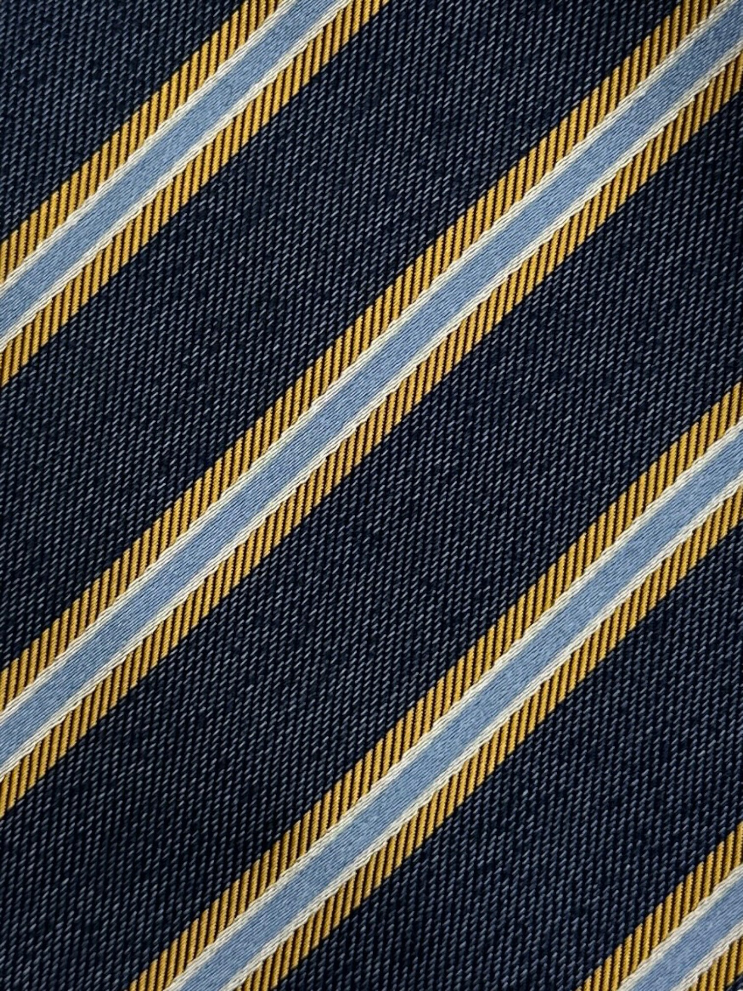 Kiton 5-Fold Denim Blue and Yellow Silk Tie
