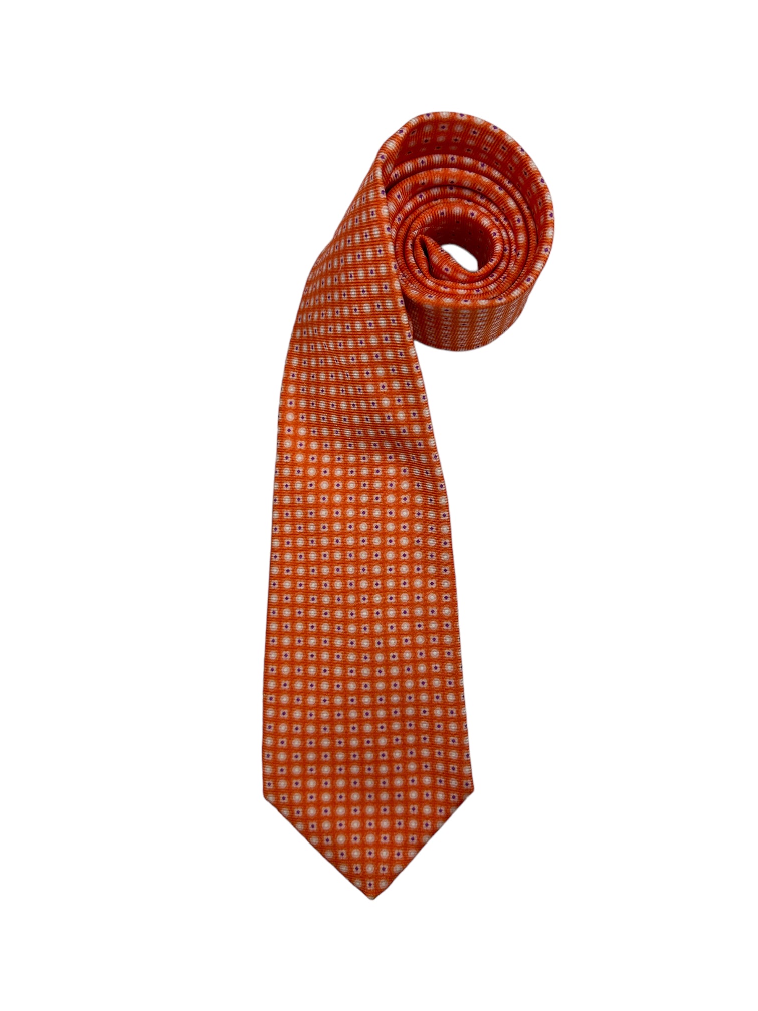 Kiton 7-voudige oranje geometrische zijden stropdas