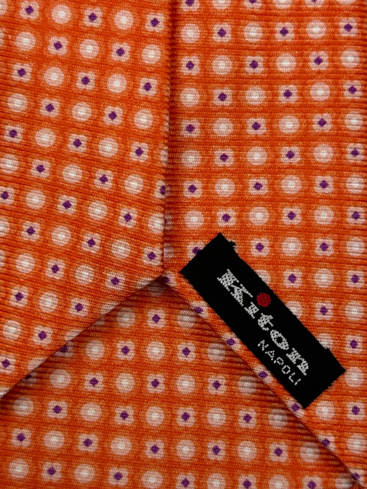 Kiton 7-voudige oranje geometrische zijden stropdas