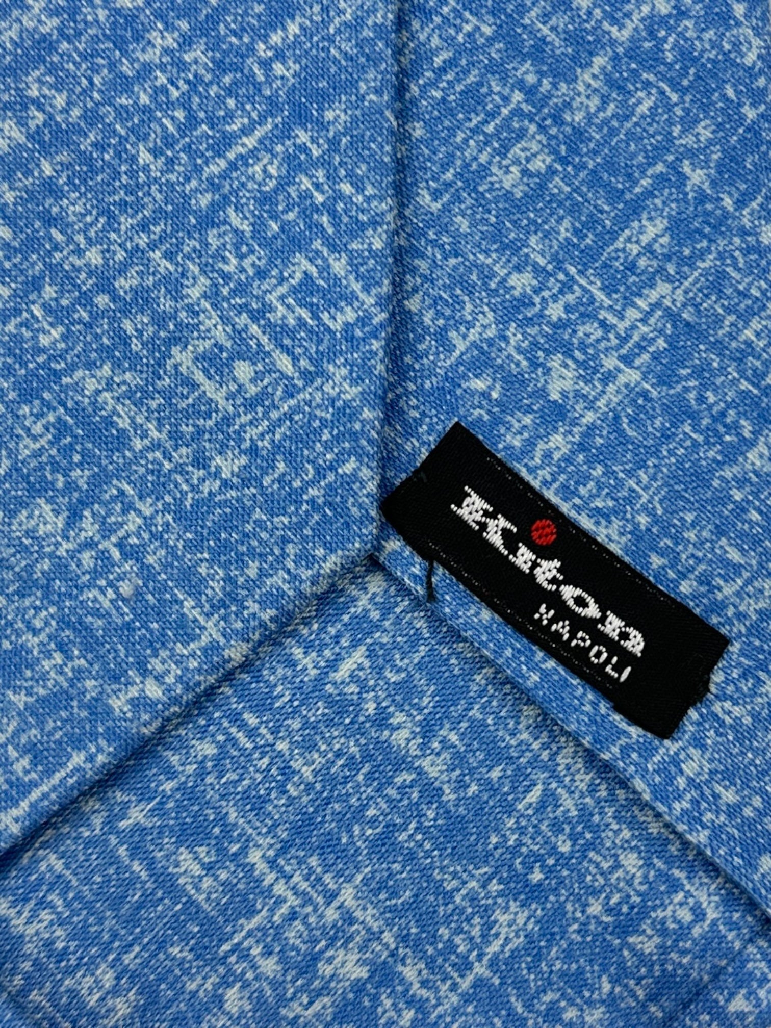 Kiton 5-Fold Light Blue Melange Linen and Silk Tie