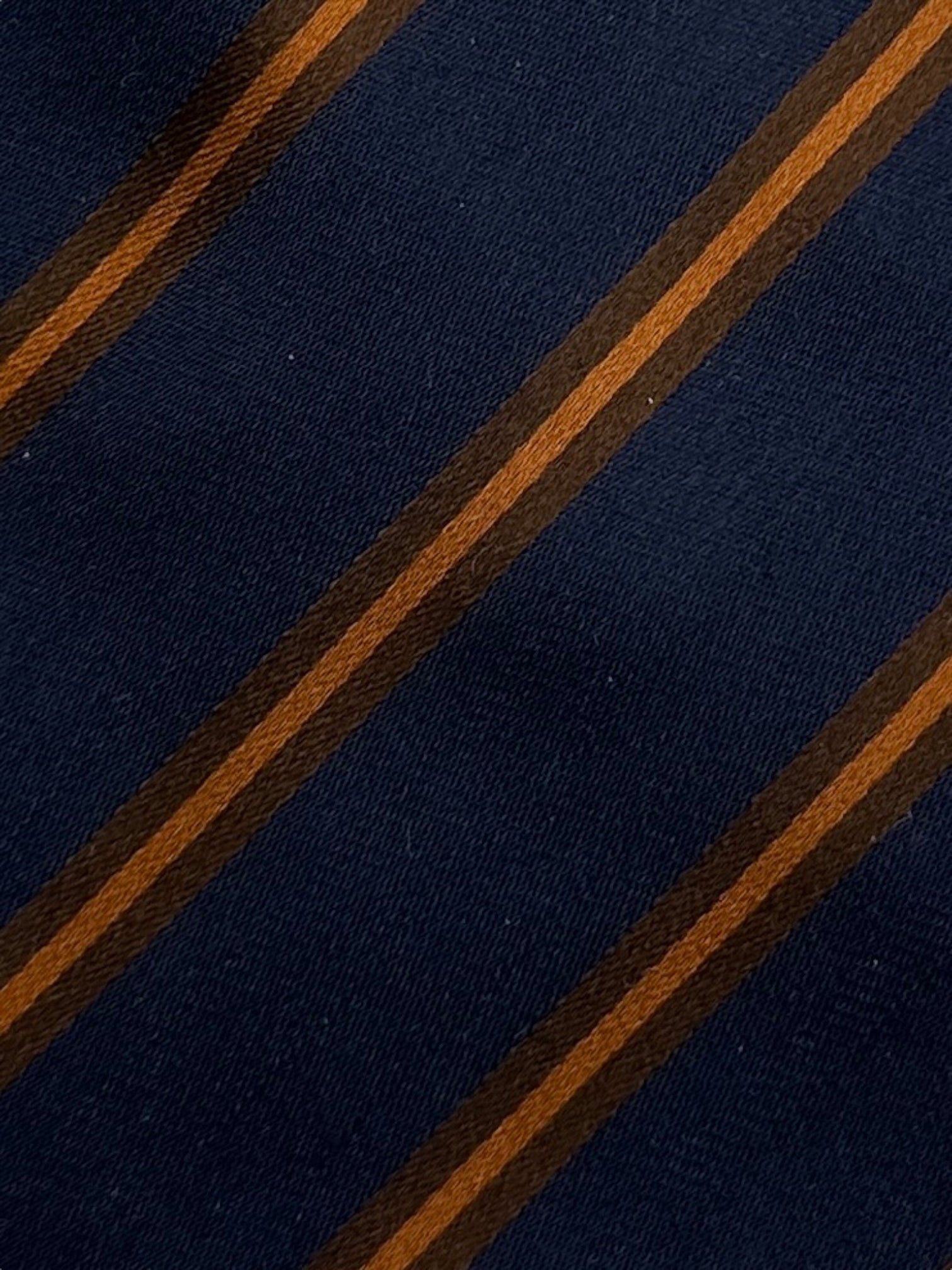Kiton 5-Fold Blue and Orange Striped Silk Tie
