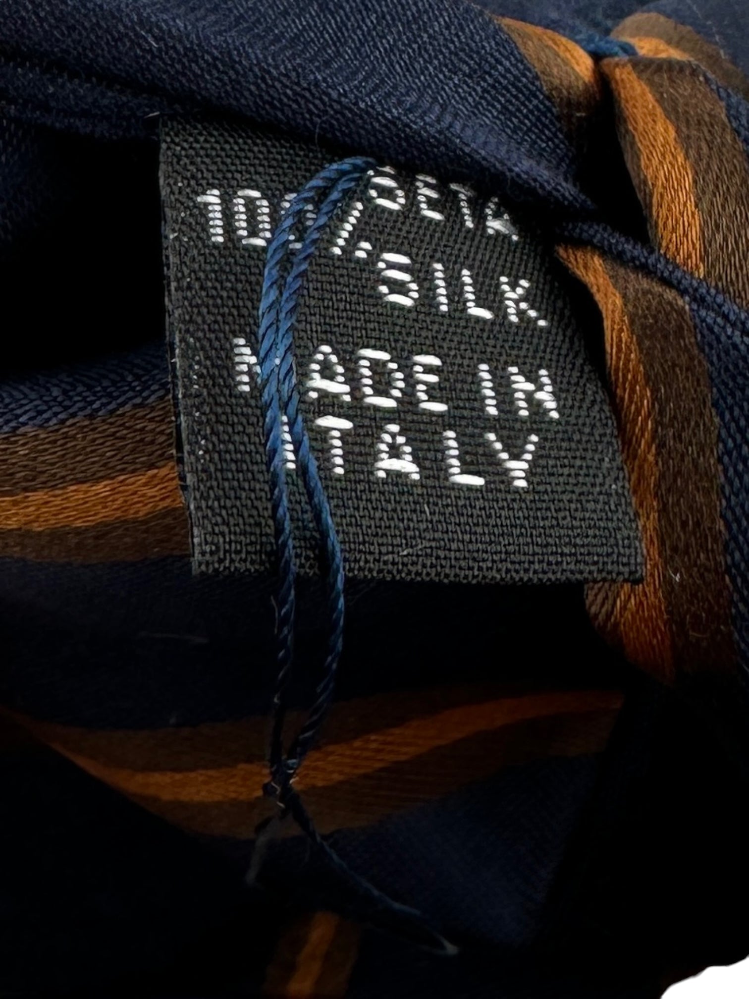 Kiton 5-Fold Blue and Orange Striped Silk Tie