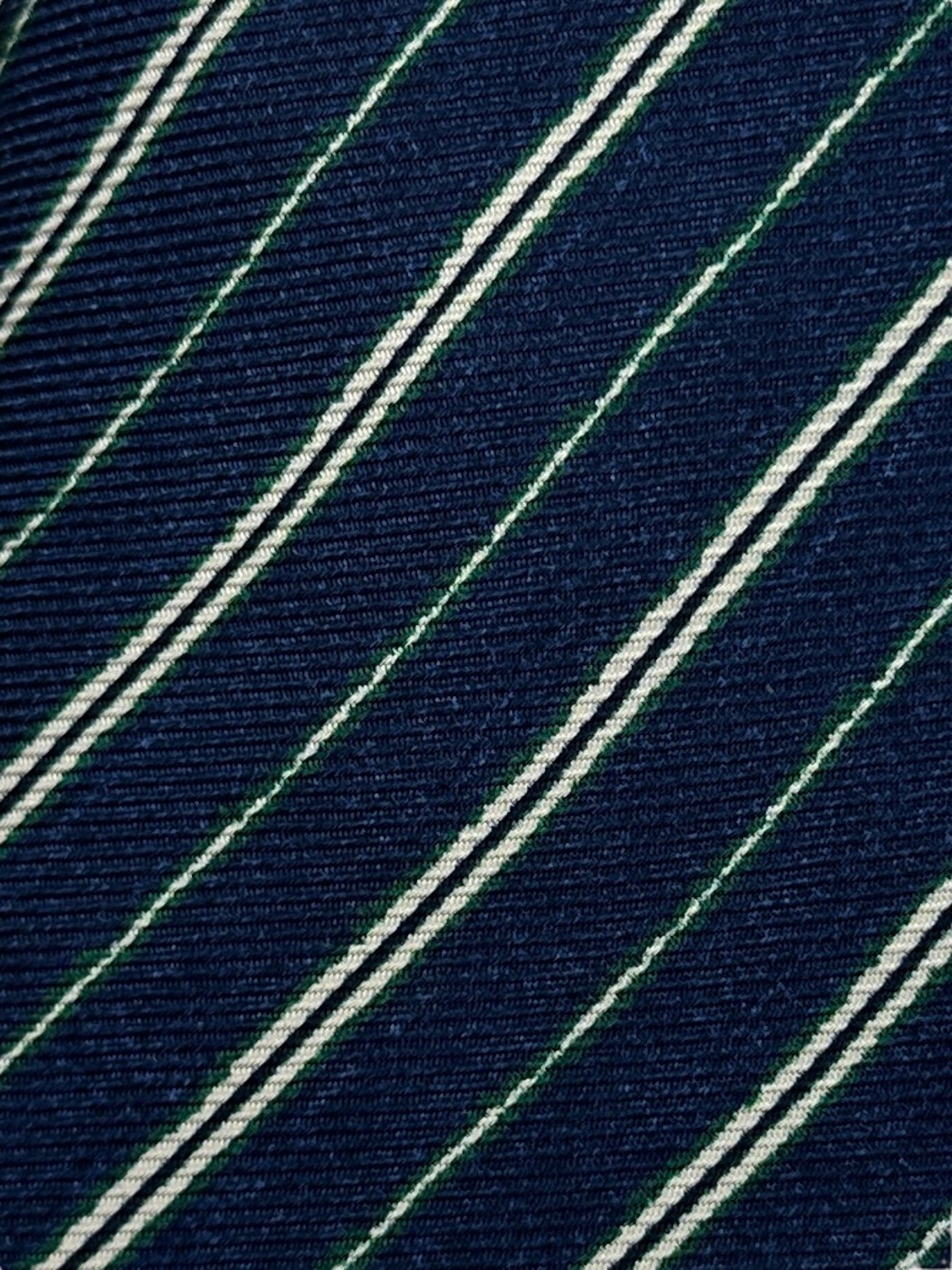 Kiton 5-Fold Blue and Green Striped Silk Tie