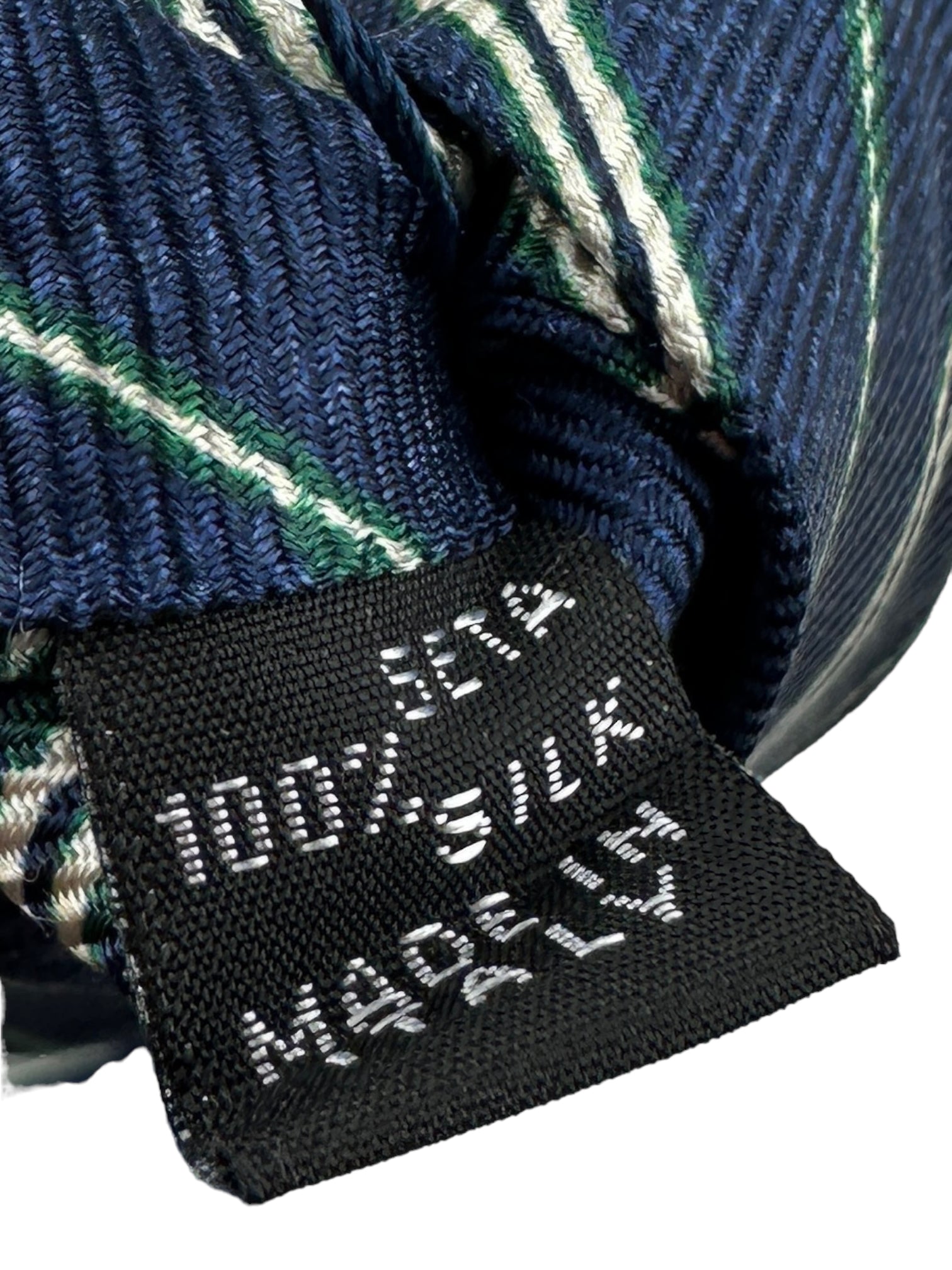 Kiton 5-Fold Blue and Green Striped Silk Tie