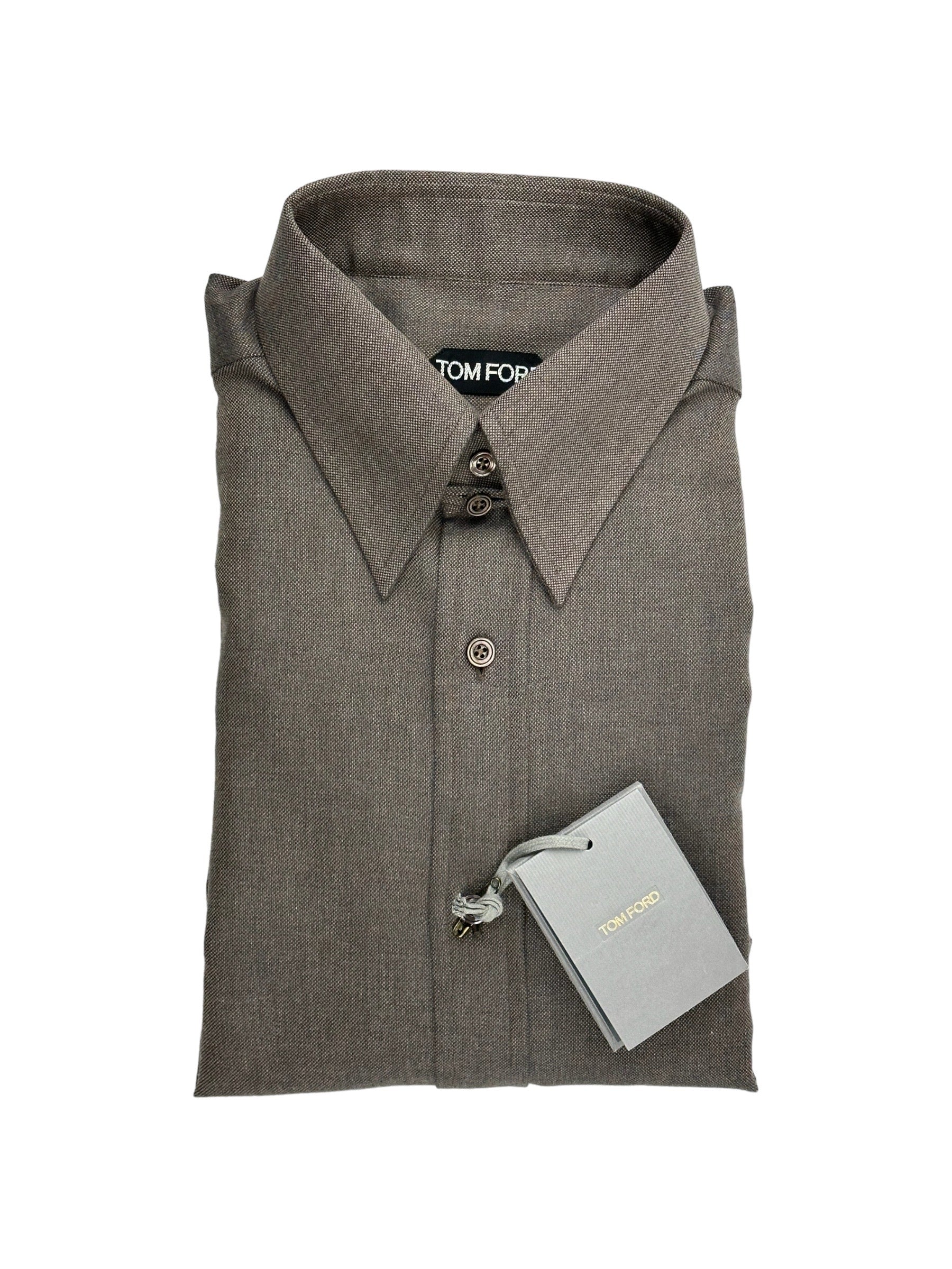 Tom Ford Brown Tab Collar Shirt Tom Ford Brown Tab Collar Shirt