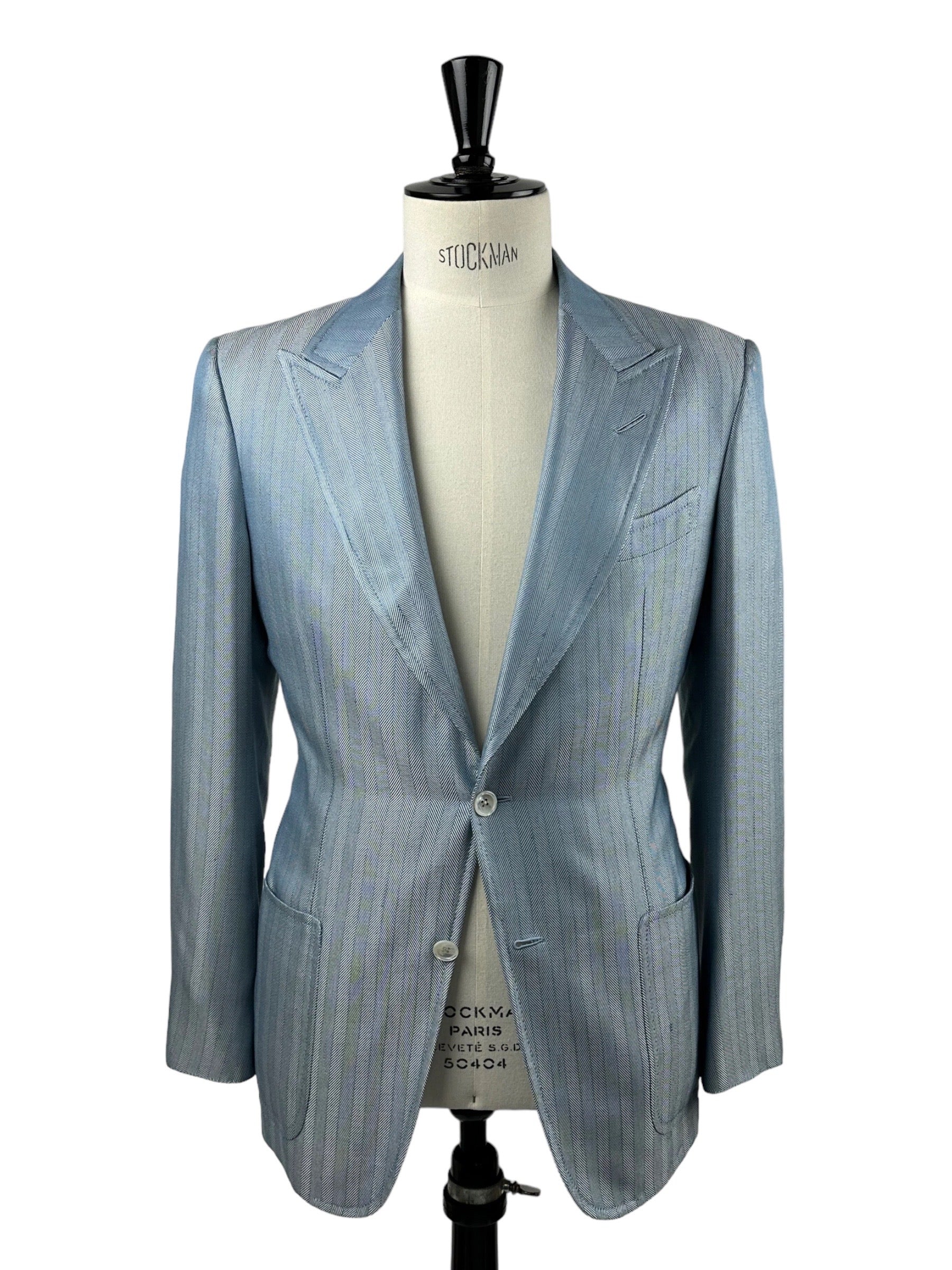 Tom Ford Light Blue Herringbone Silk Suit