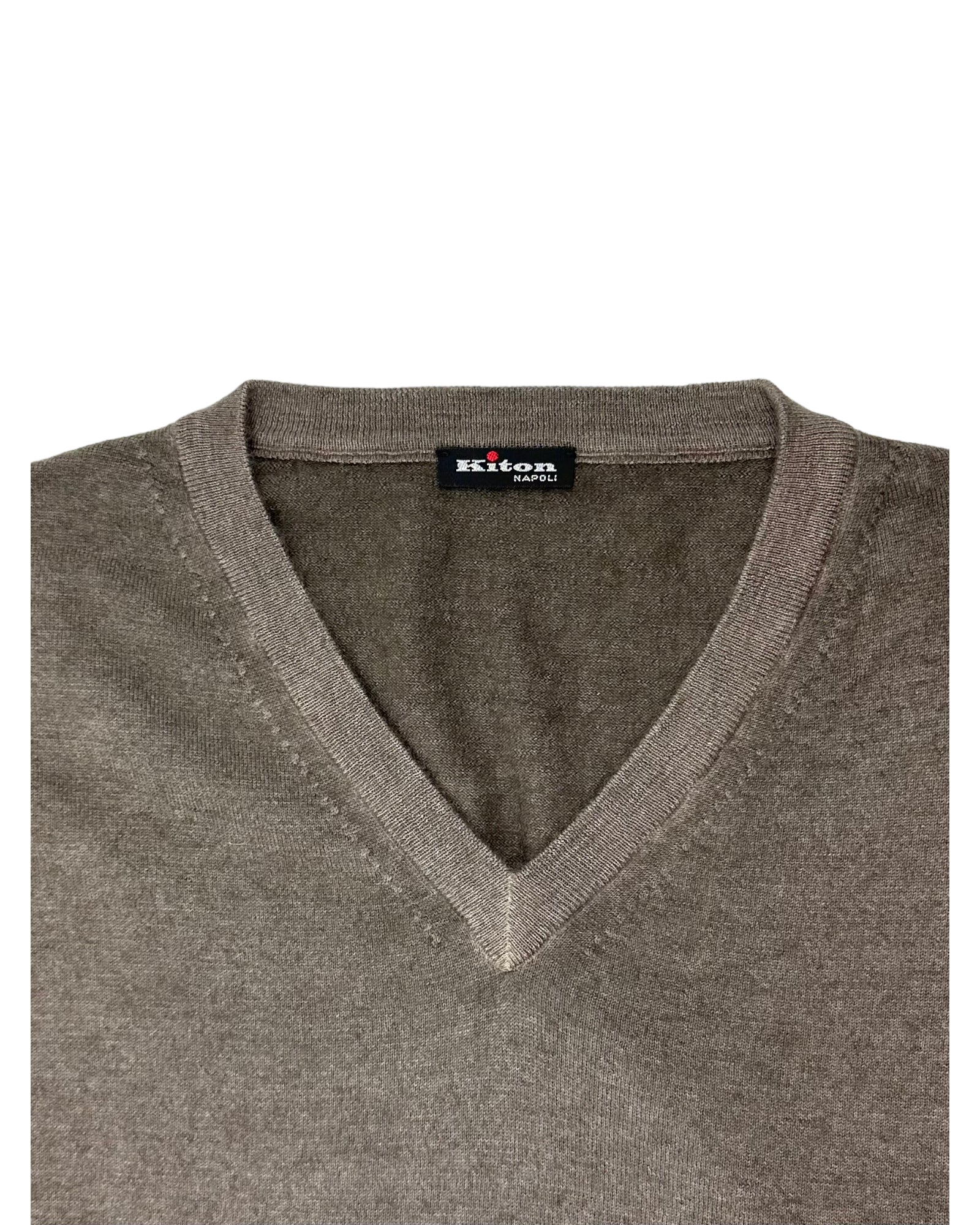 Kiton Light Brown Cashmere V-Neck Knit