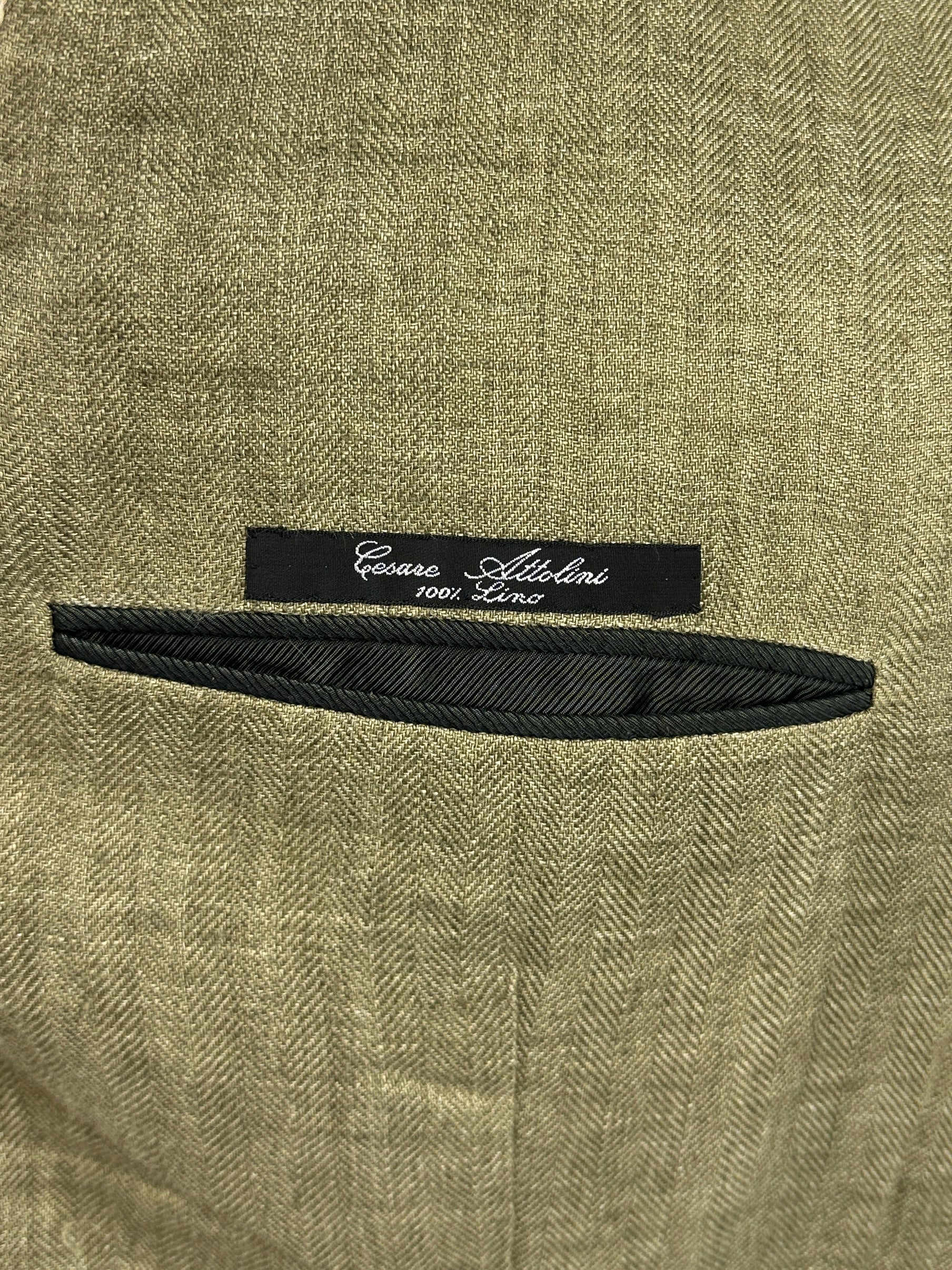 Cesare Attolini Olive Green Linen Jacket