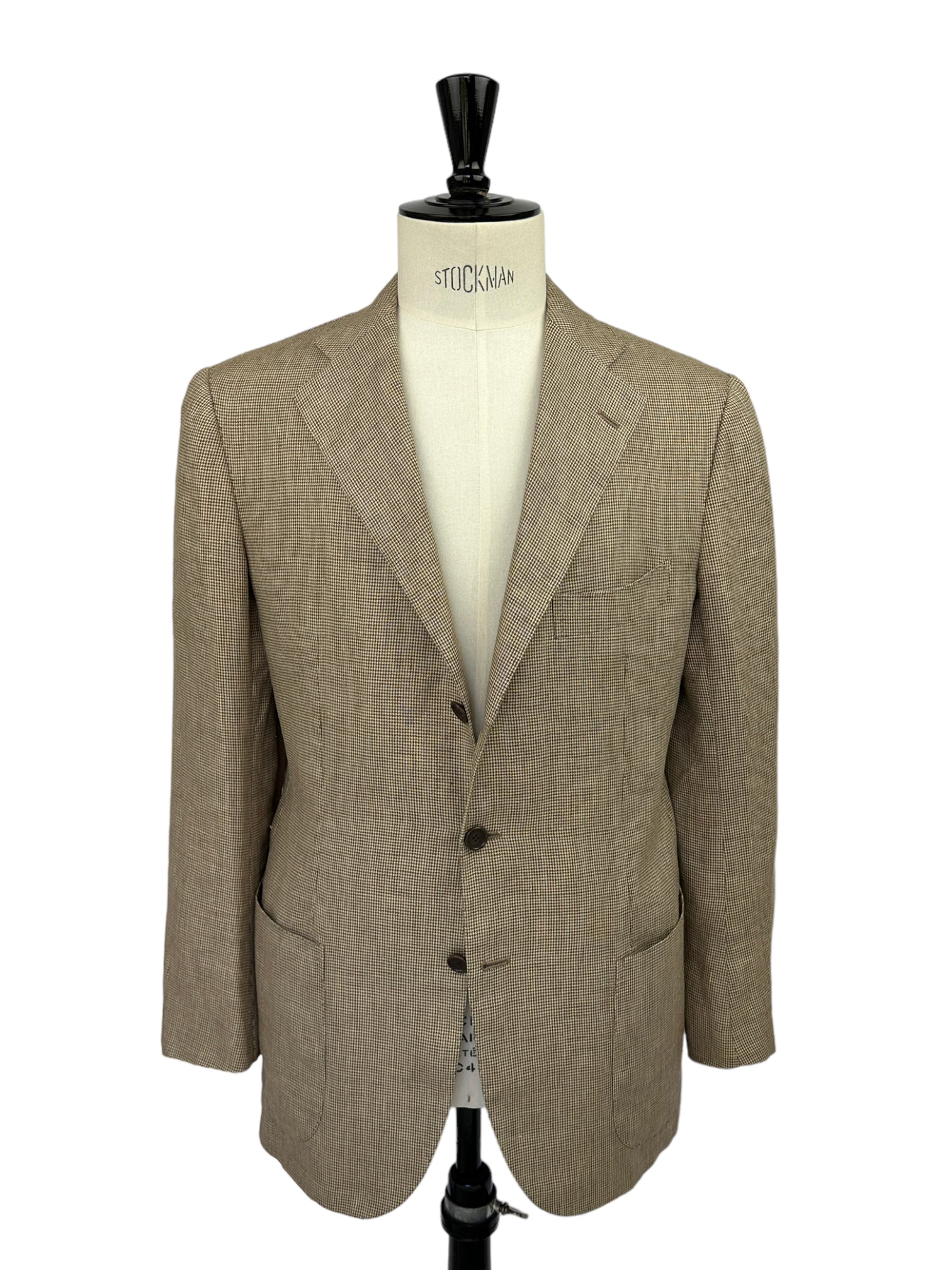 Cesare Attolini Brown Puppytooth Linen Jacket