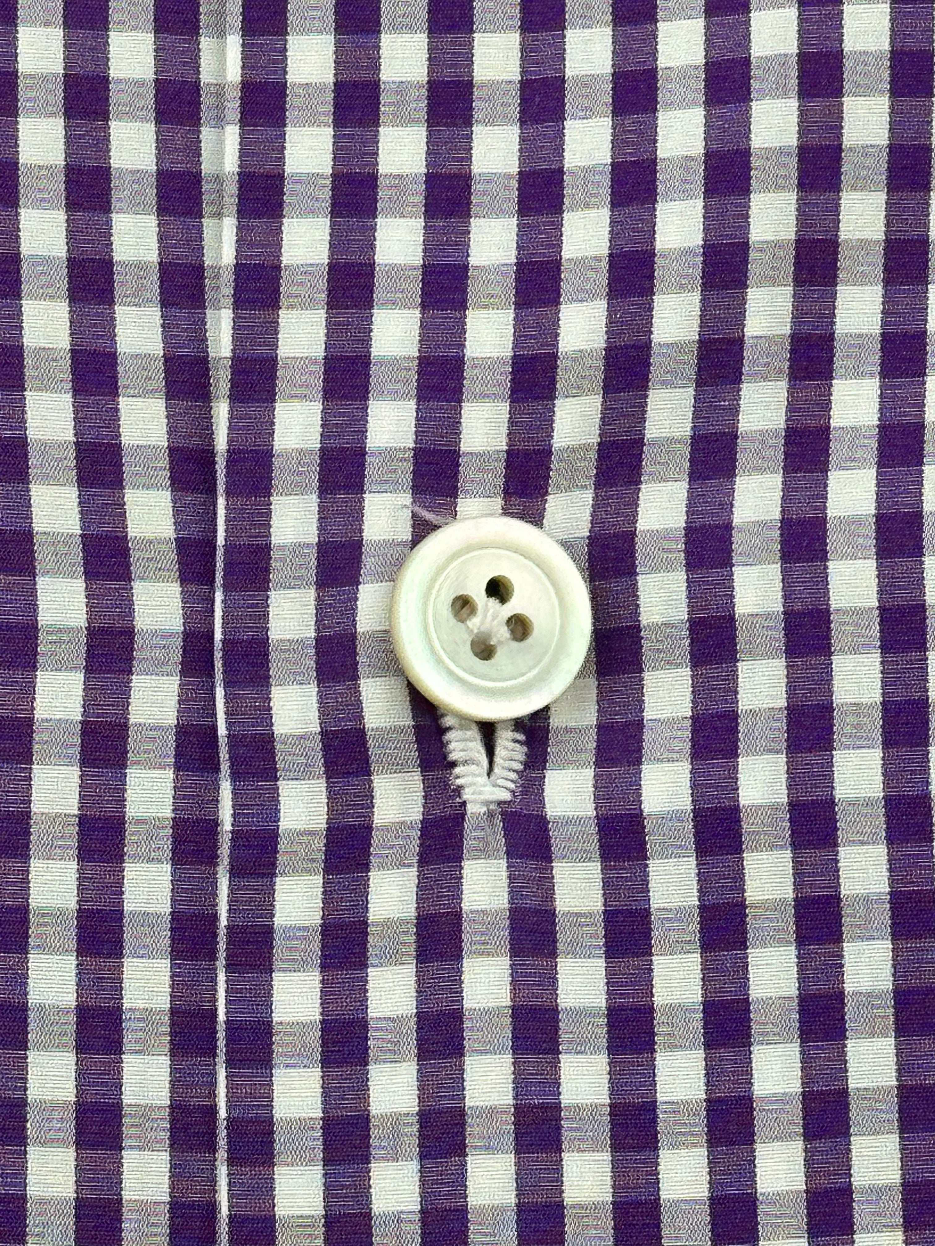 Kiton Purple Gingham Check Shirt