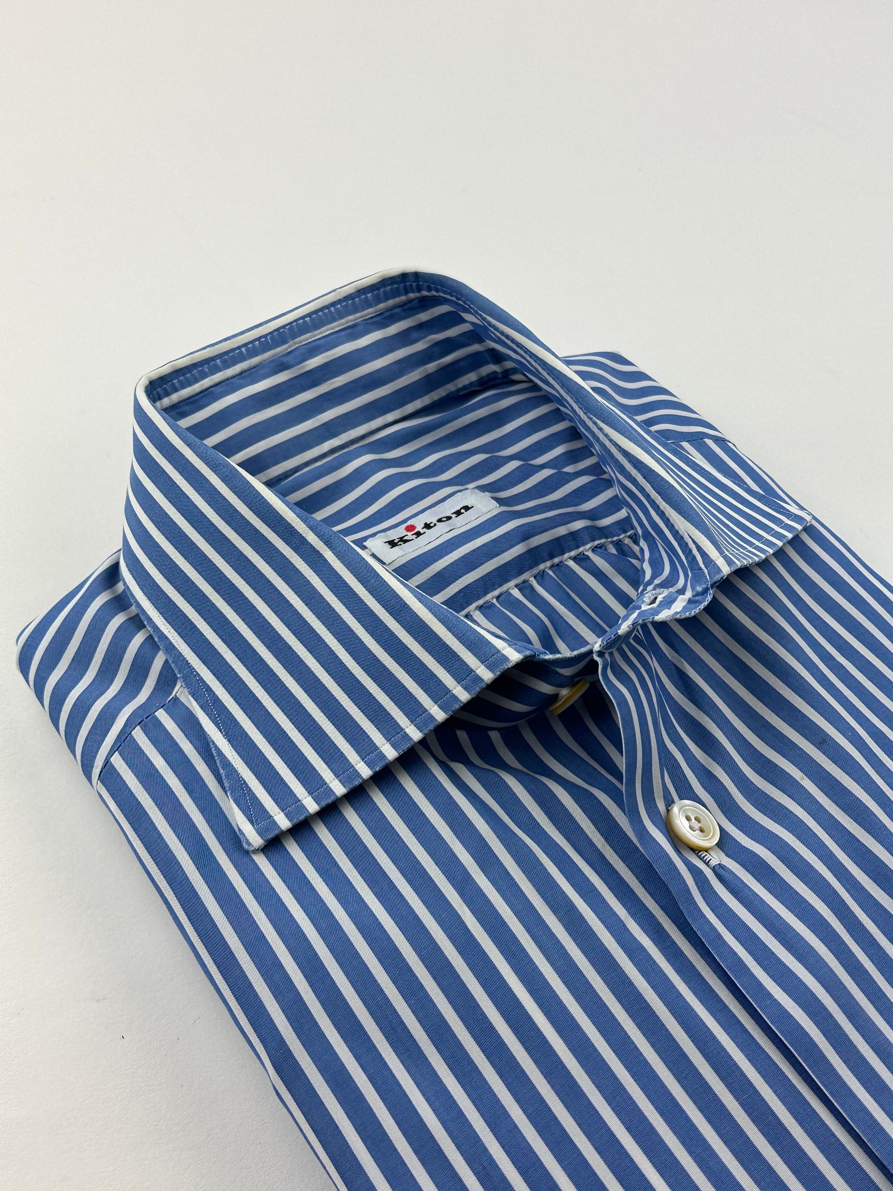 Kiton Blue Bengal Stripe Shirt
