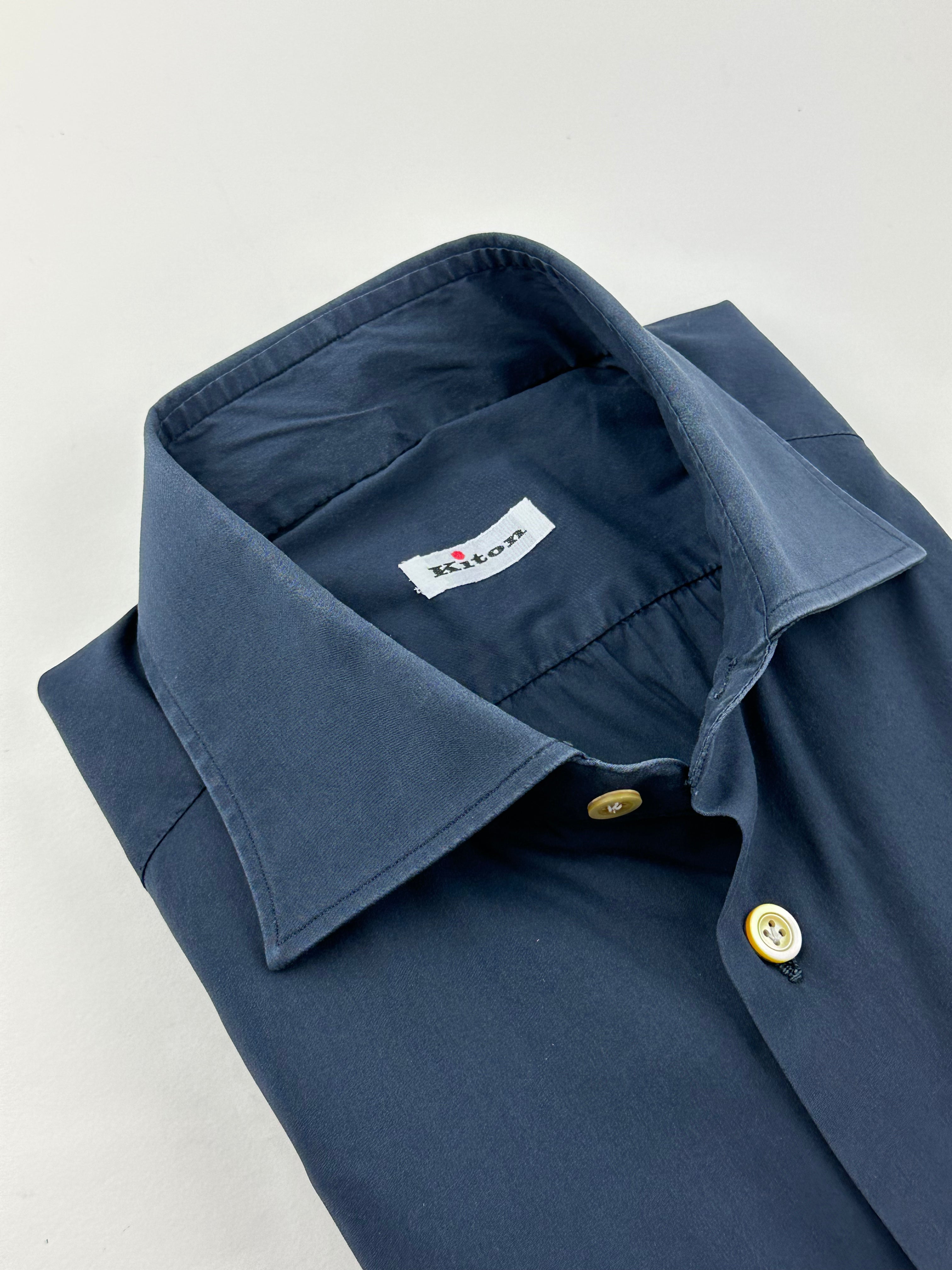 Kiton Navy Stretch Shirt