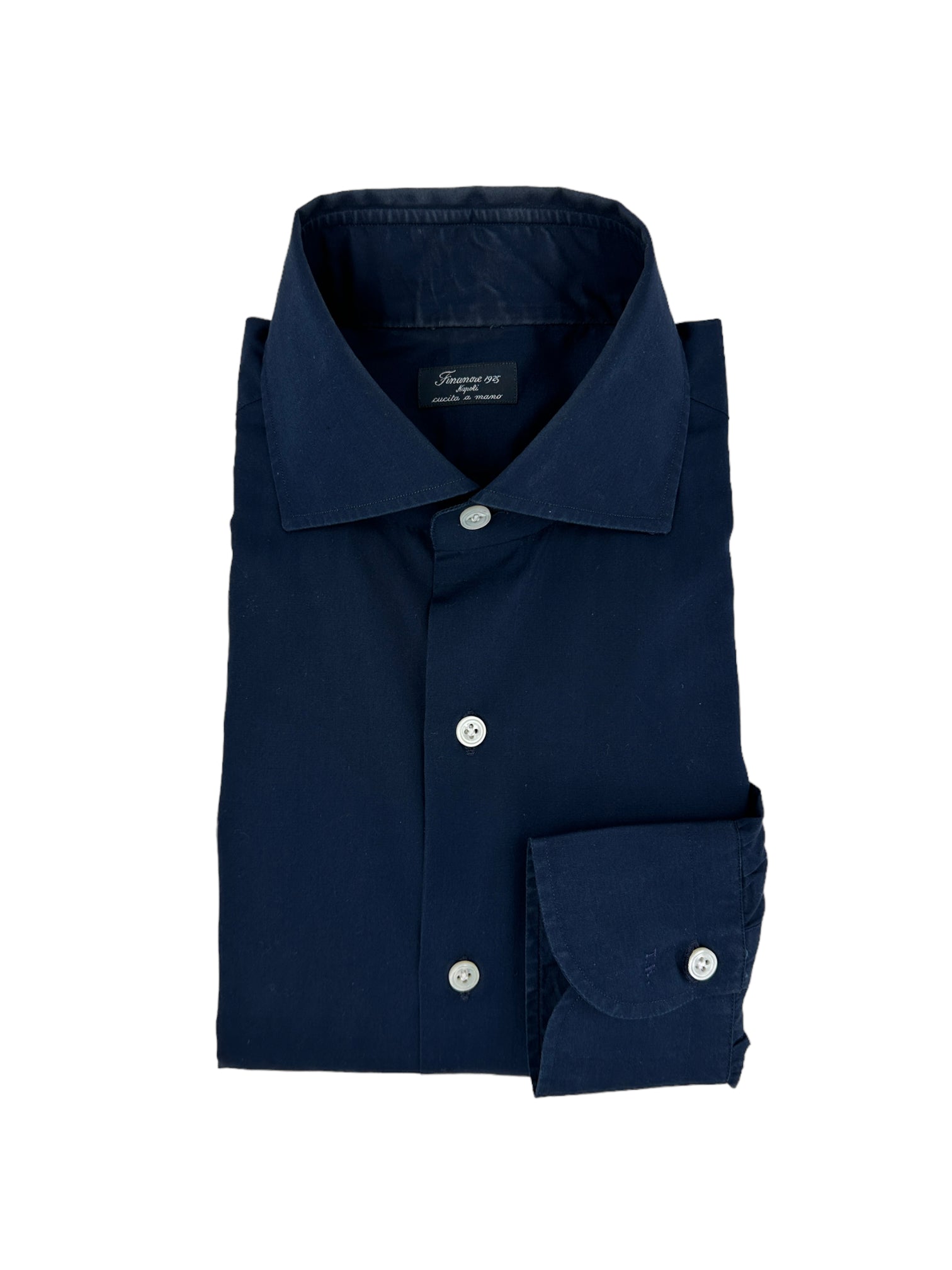 Finamore Navy Cotton Shirt