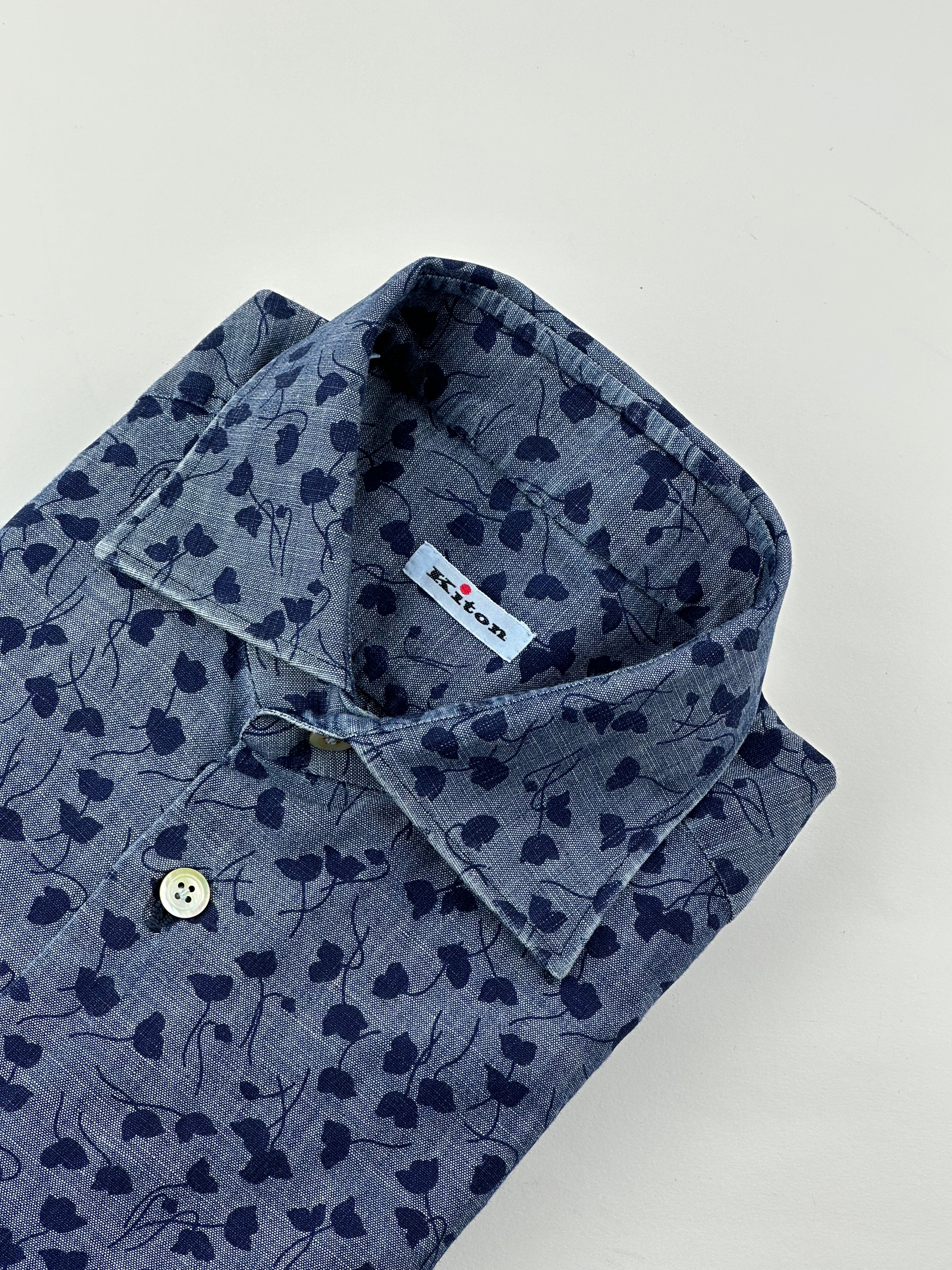 Kiton Denim Floral Pattern Shirt