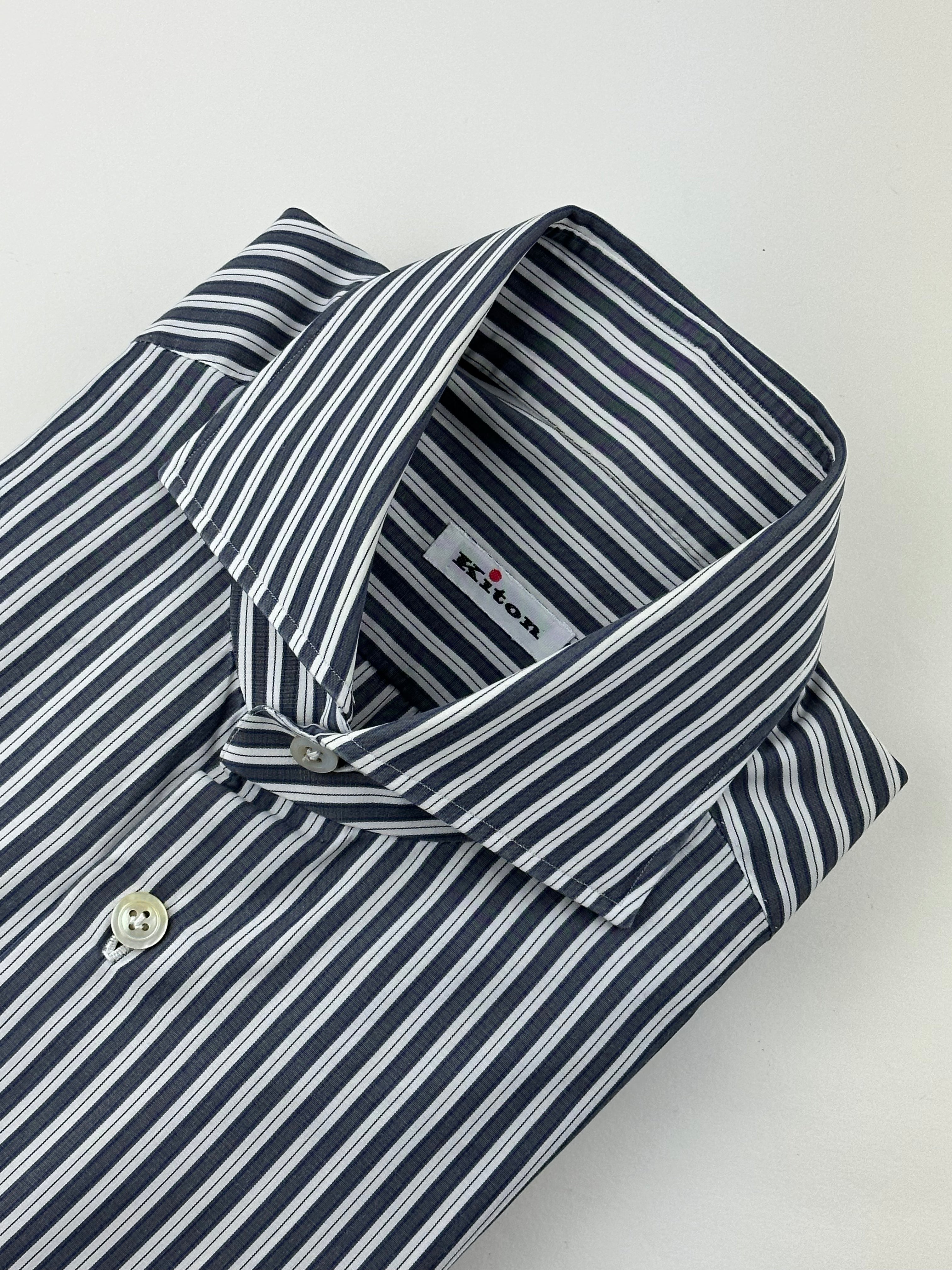 Kiton Navy Bengal Stripe Shirt
