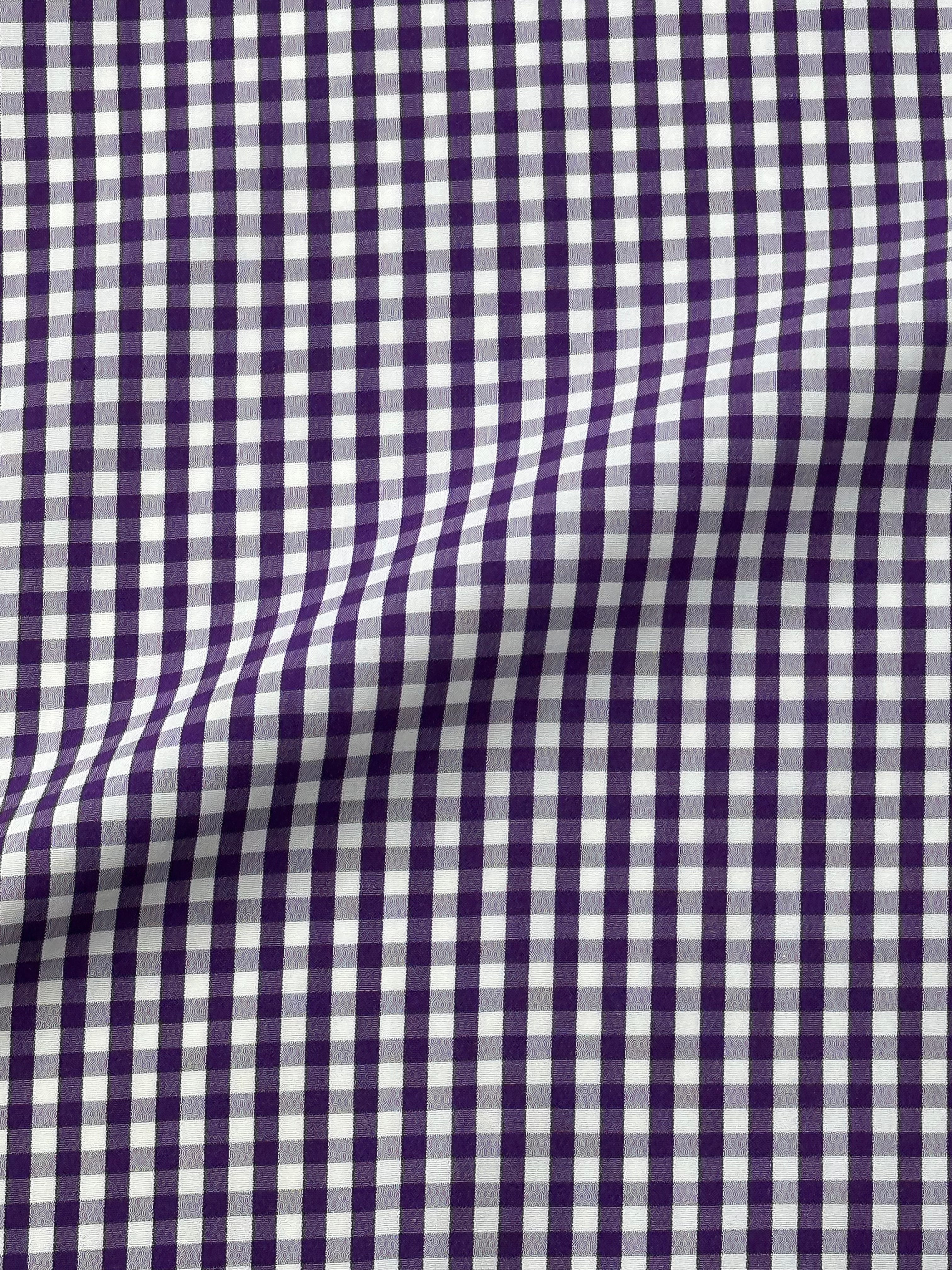 Kiton Purple Gingham Check Shirt