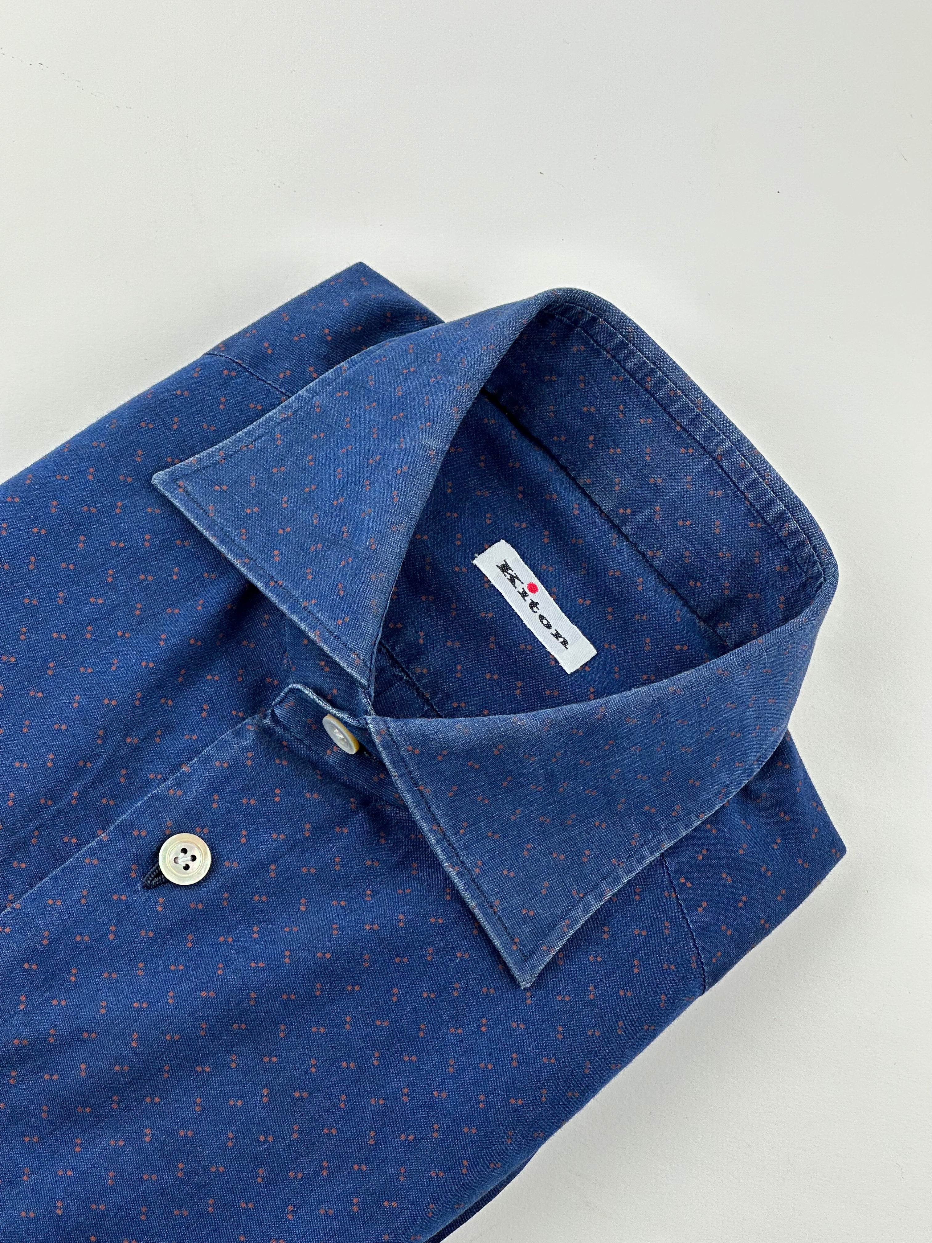 Kiton Denim Floral Pattern Shirt