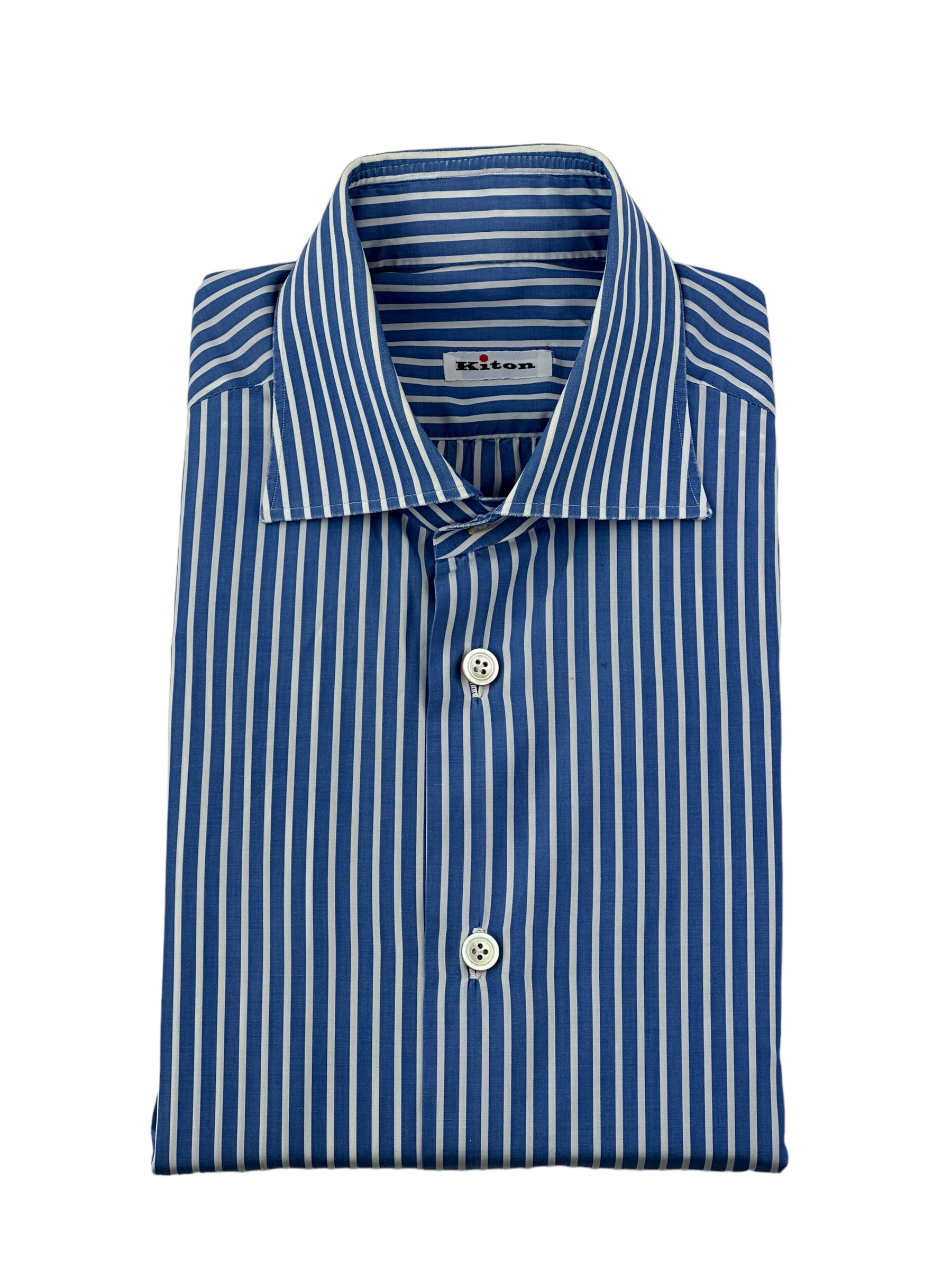 Kiton Blue Bengal Stripe Shirt