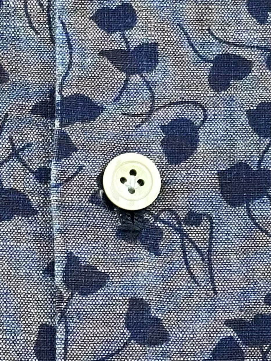Kiton Denim Floral Pattern Shirt