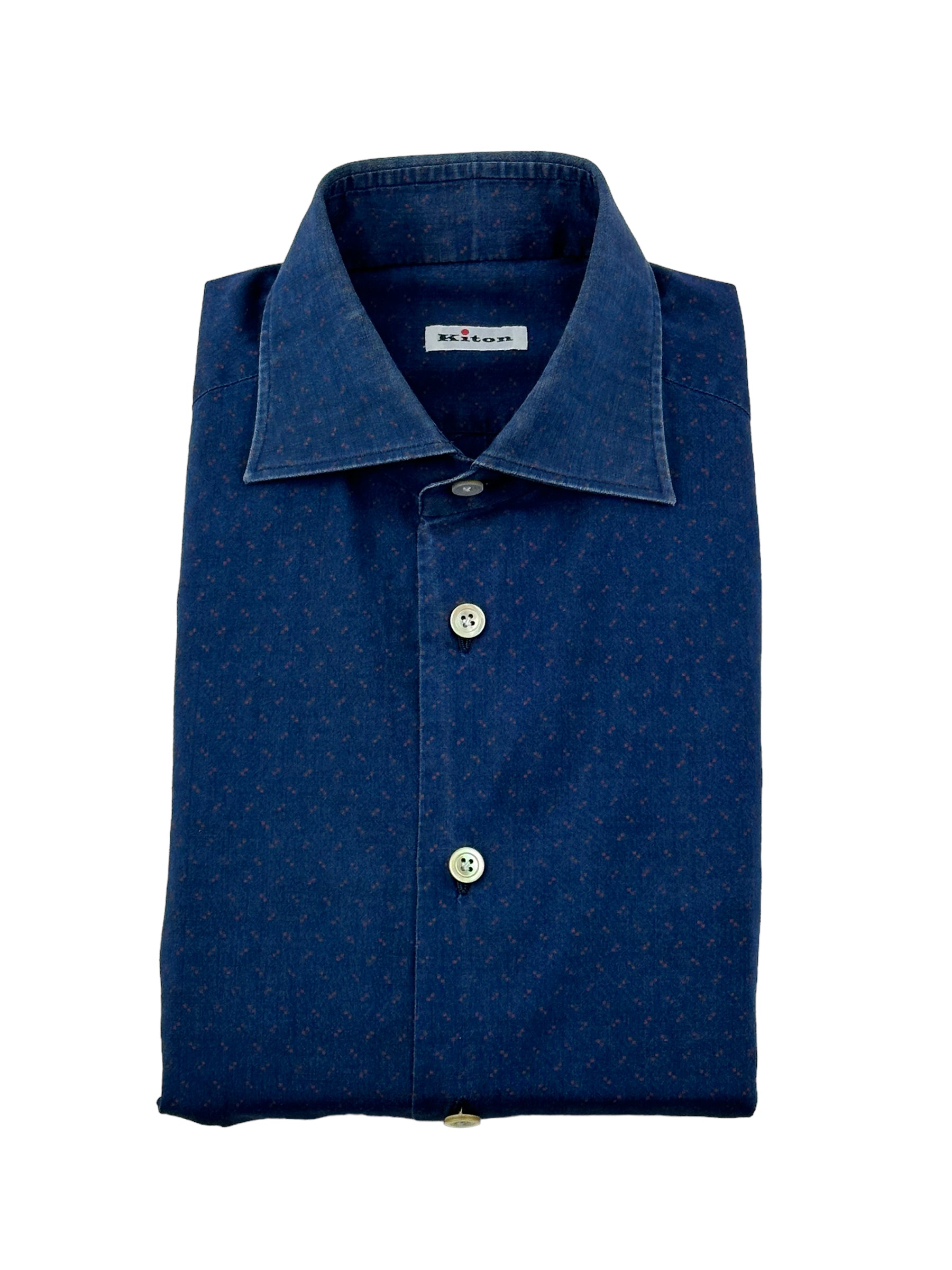Kiton Denim Floral Pattern Shirt