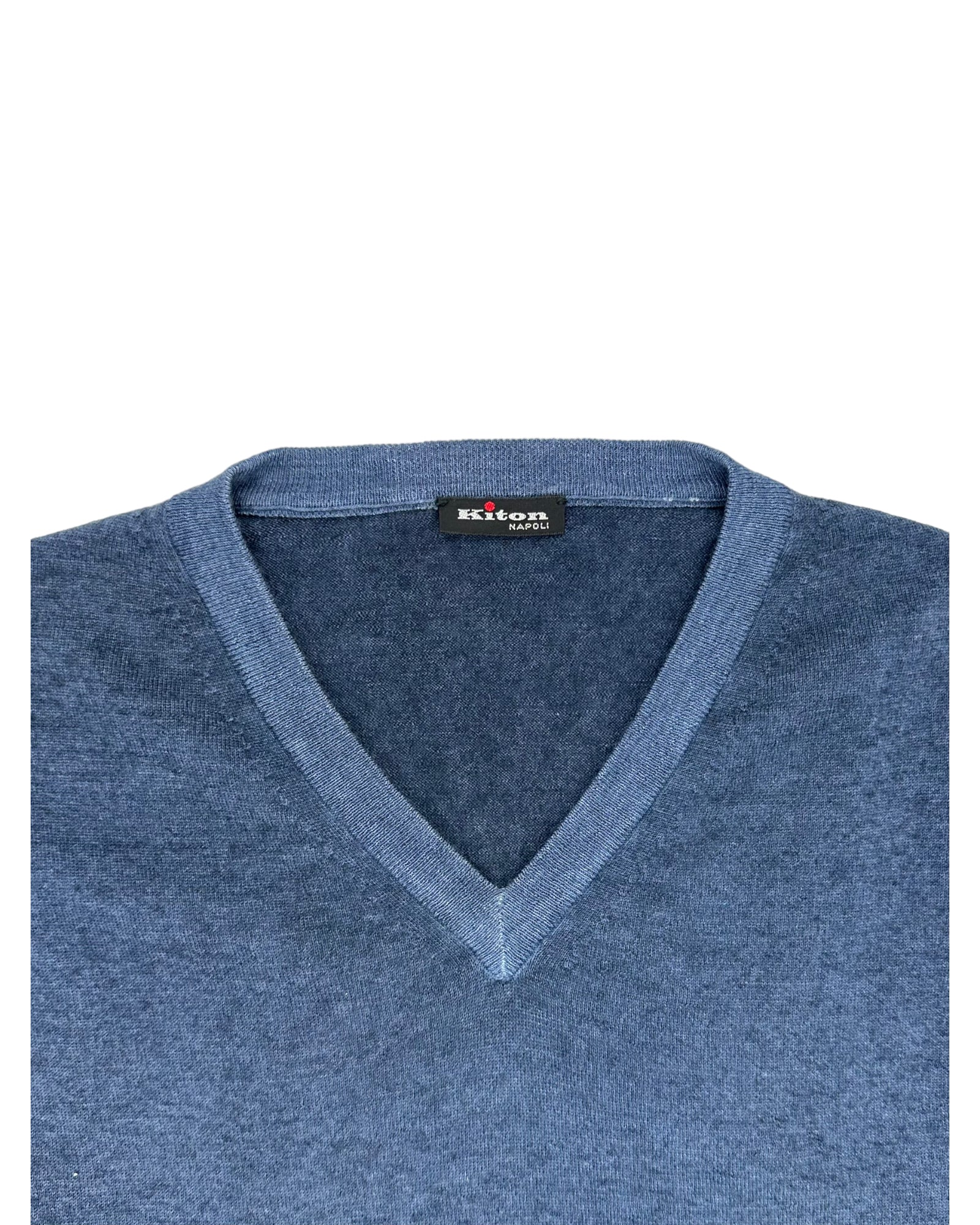 Kiton Blue Cashmere V-Neck Knit