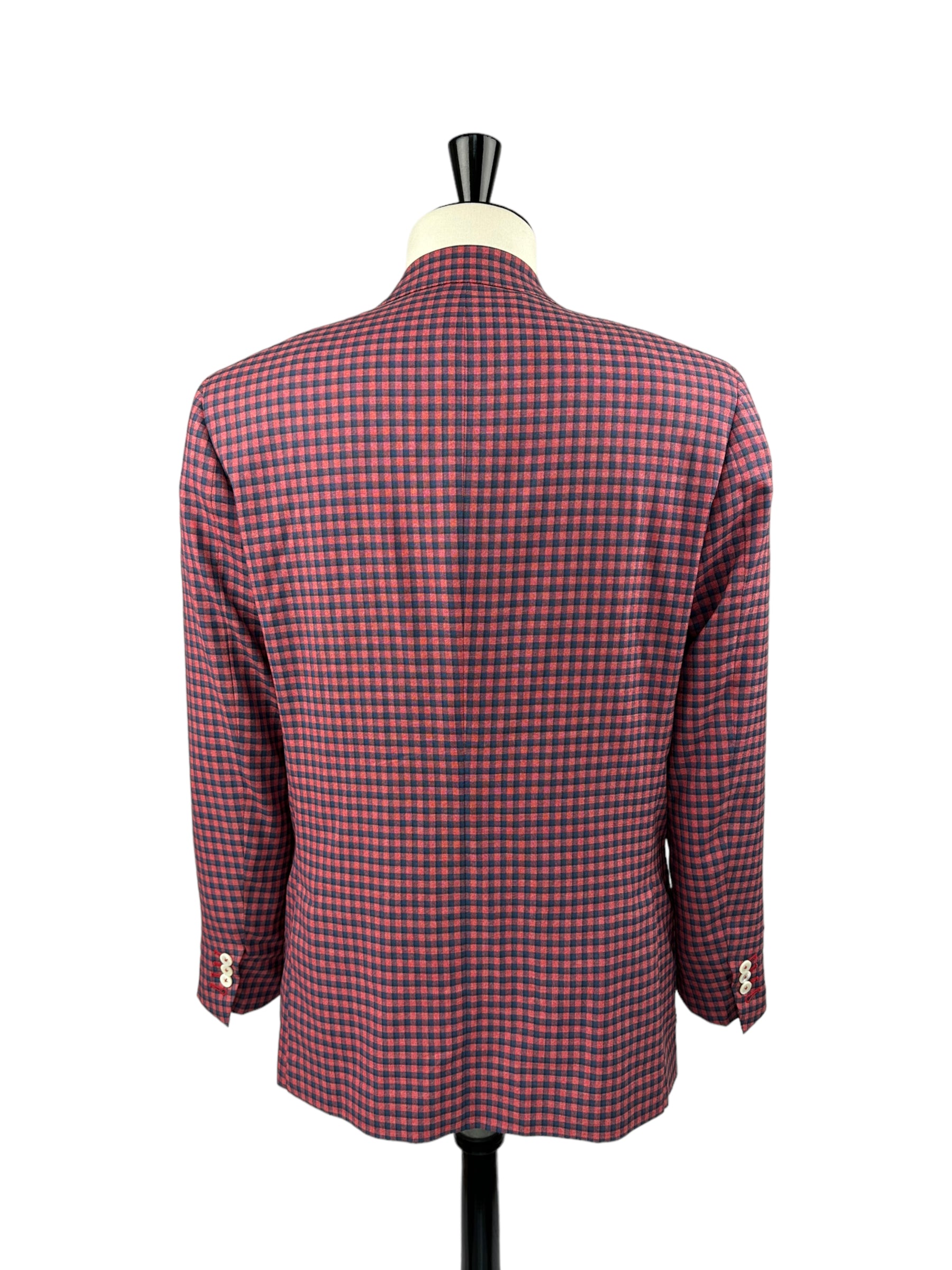 Isaia Red Gingham Check Jacket