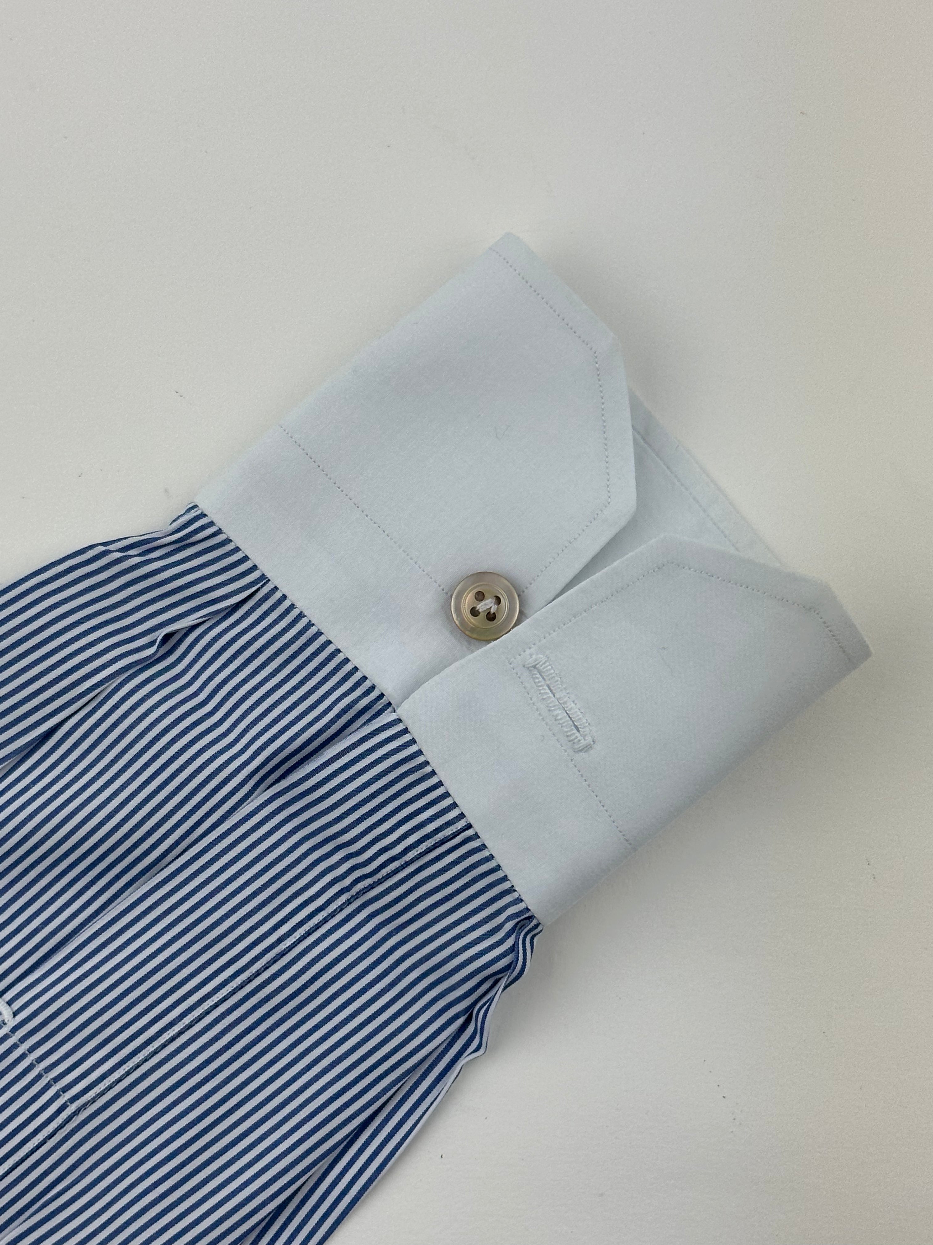 Kiton Blue Contrast Collar Shirt