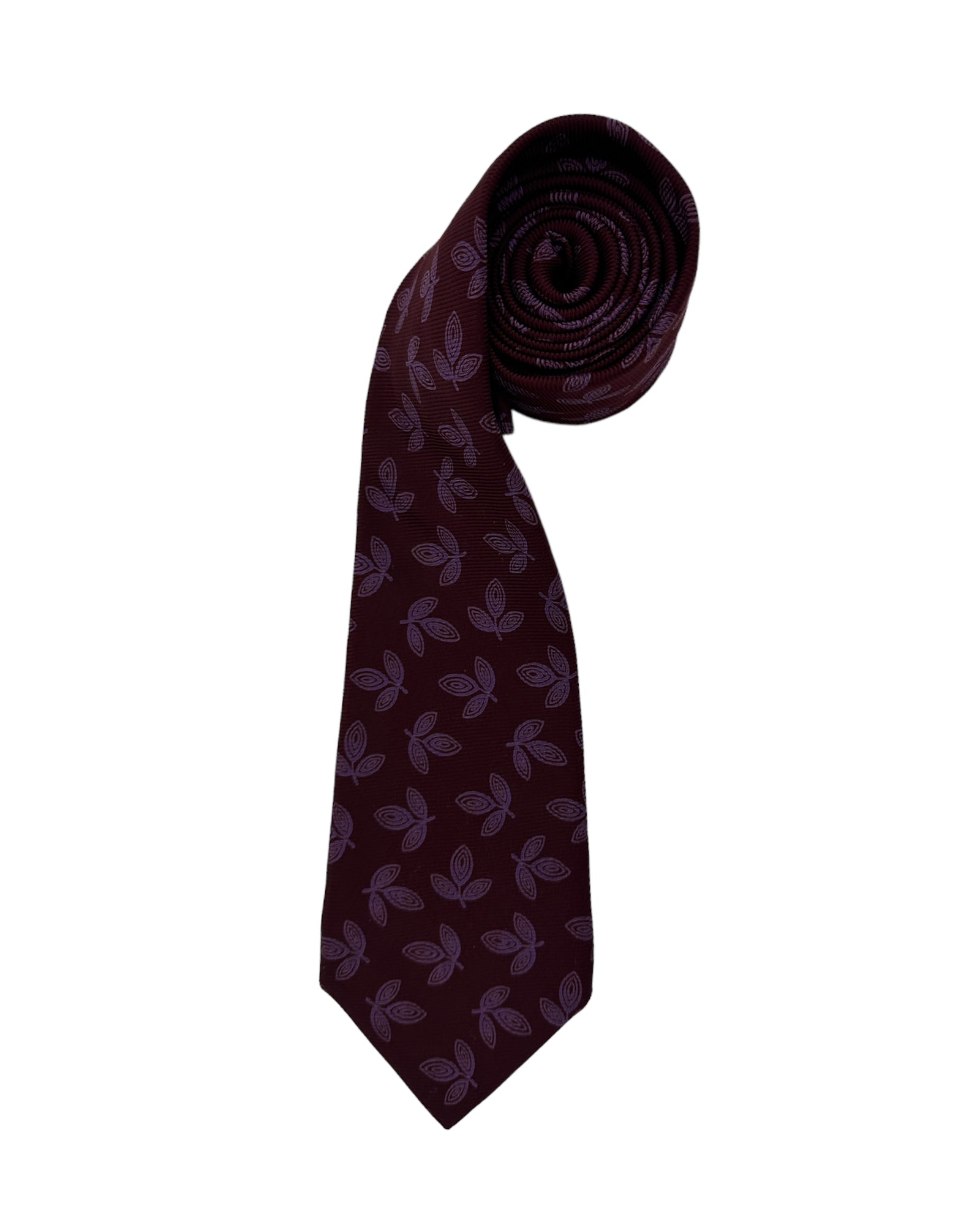 Kiton 5-Fold Wine Red Floral Silk Tie