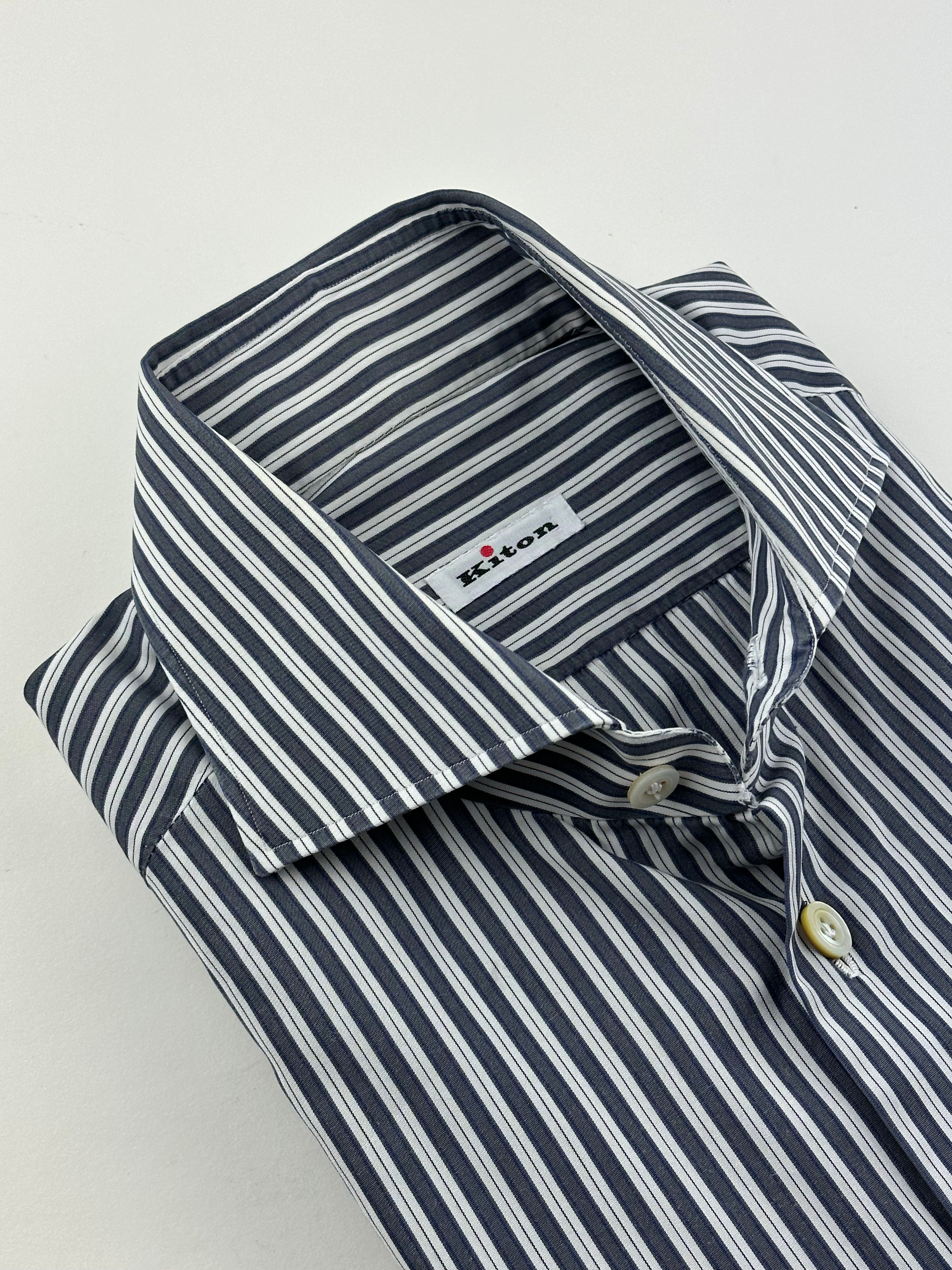 Kiton Navy Bengal Stripe Shirt