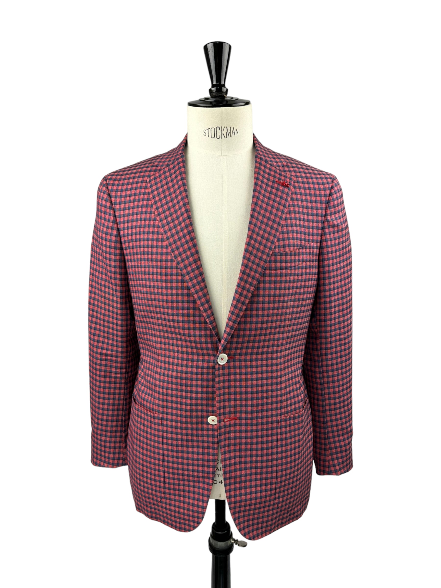 Isaia Red Gingham Check Jacket