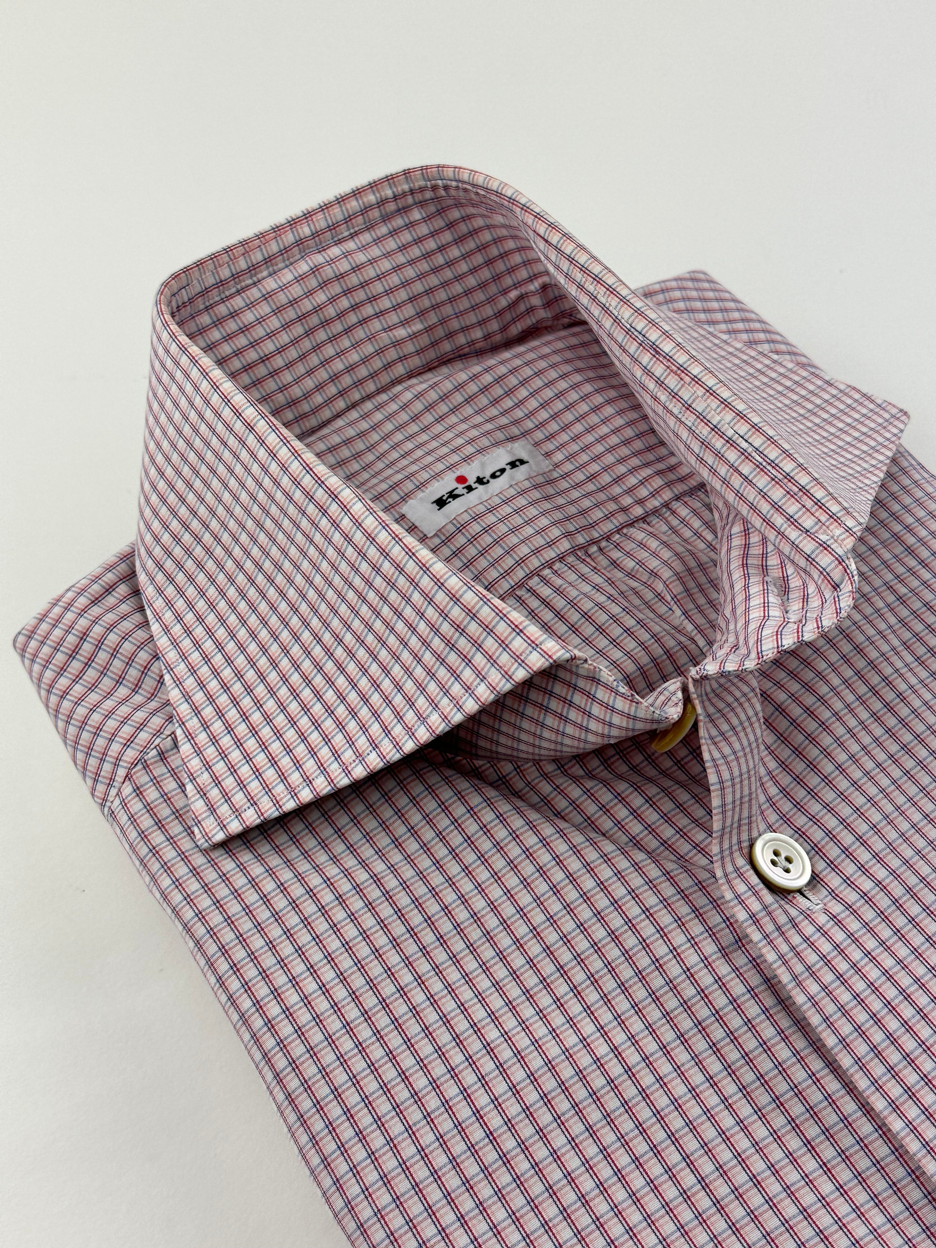 Kiton Blue and Red Windowpane Shirt