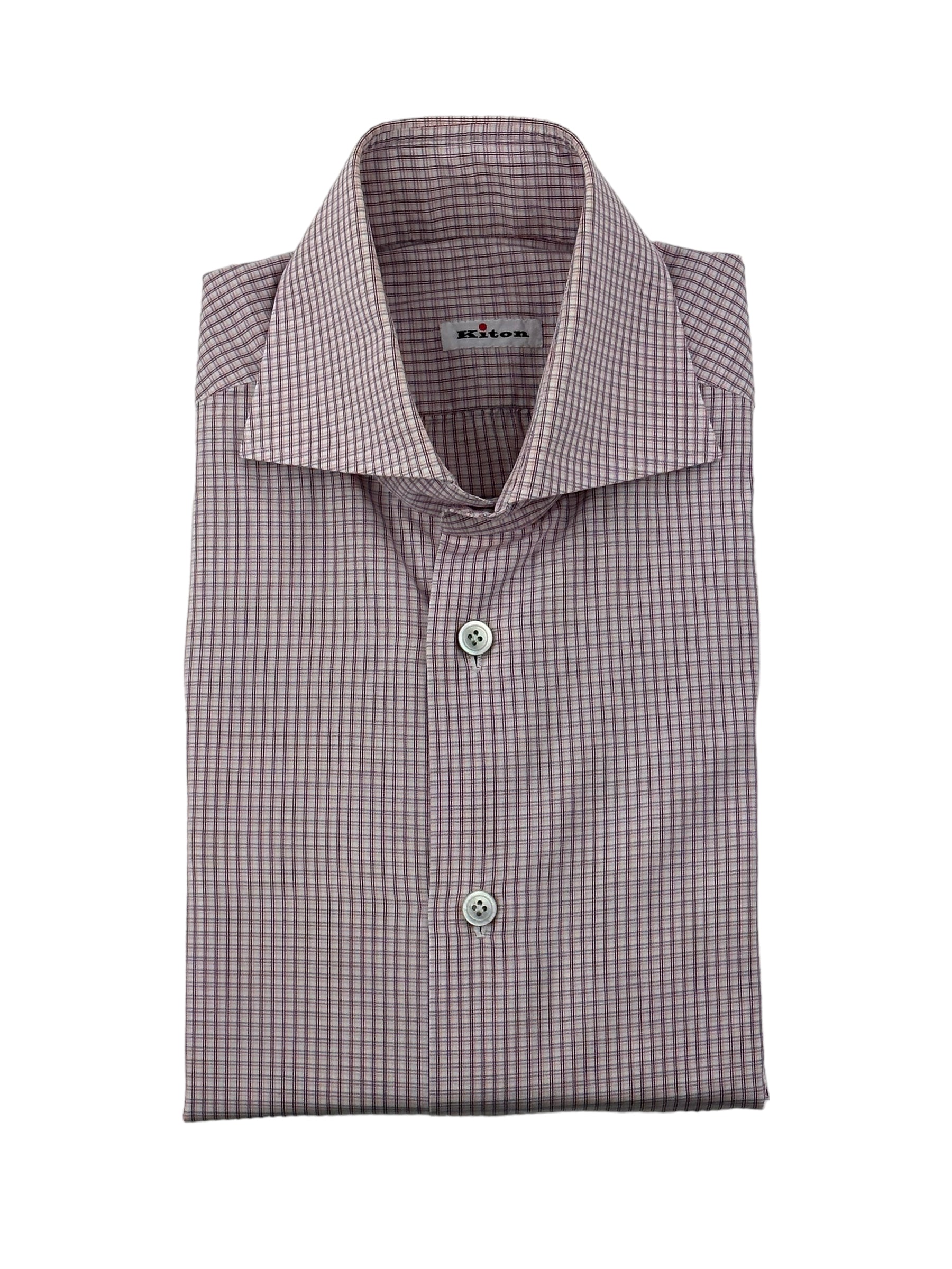 Kiton Blue and Red Windowpane Shirt