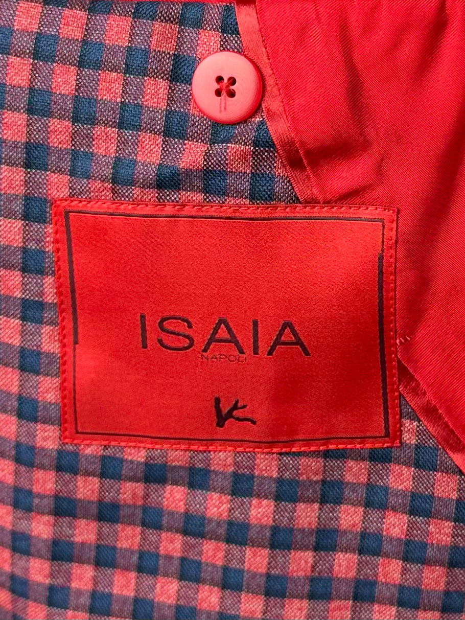 Isaia Red Gingham Check Jacket