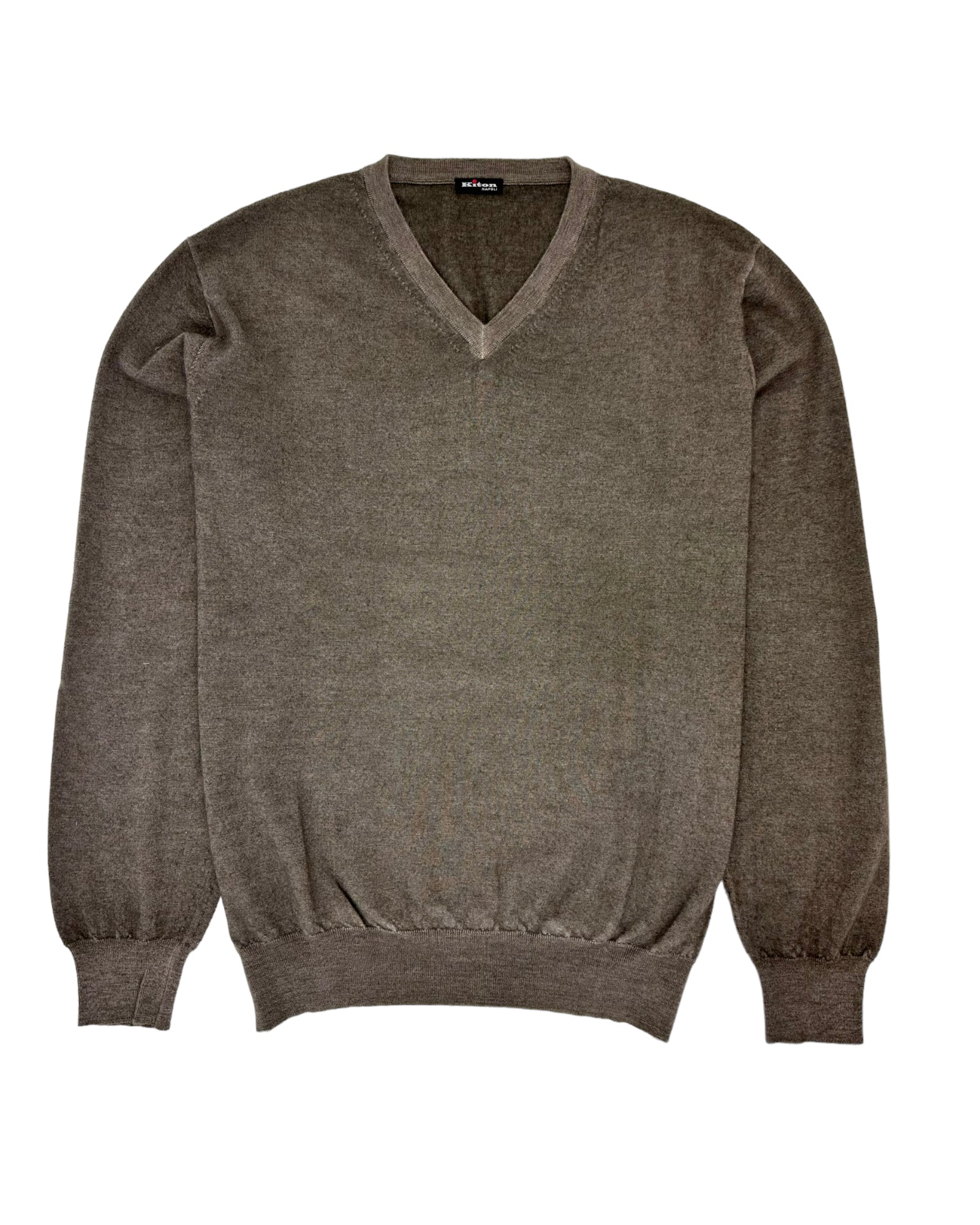 Kiton Light Brown Cashmere V-Neck Knit